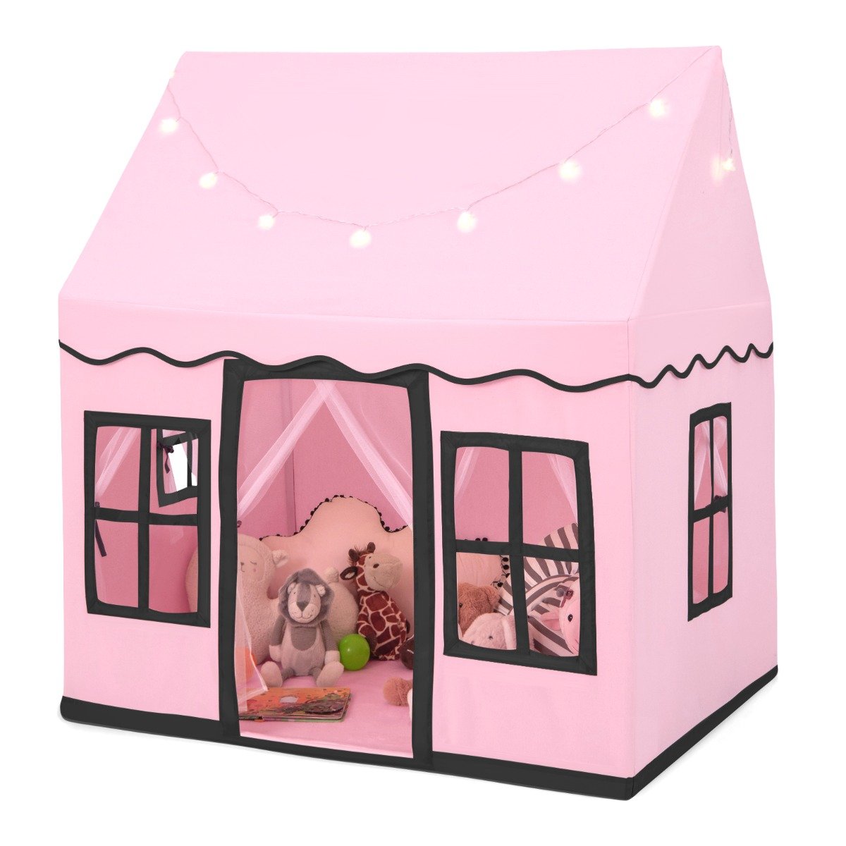Kids Play Tent - Indoor Kids Play Tent with Star Lights for Children Boys Girls Gift-Pink - Savings Store