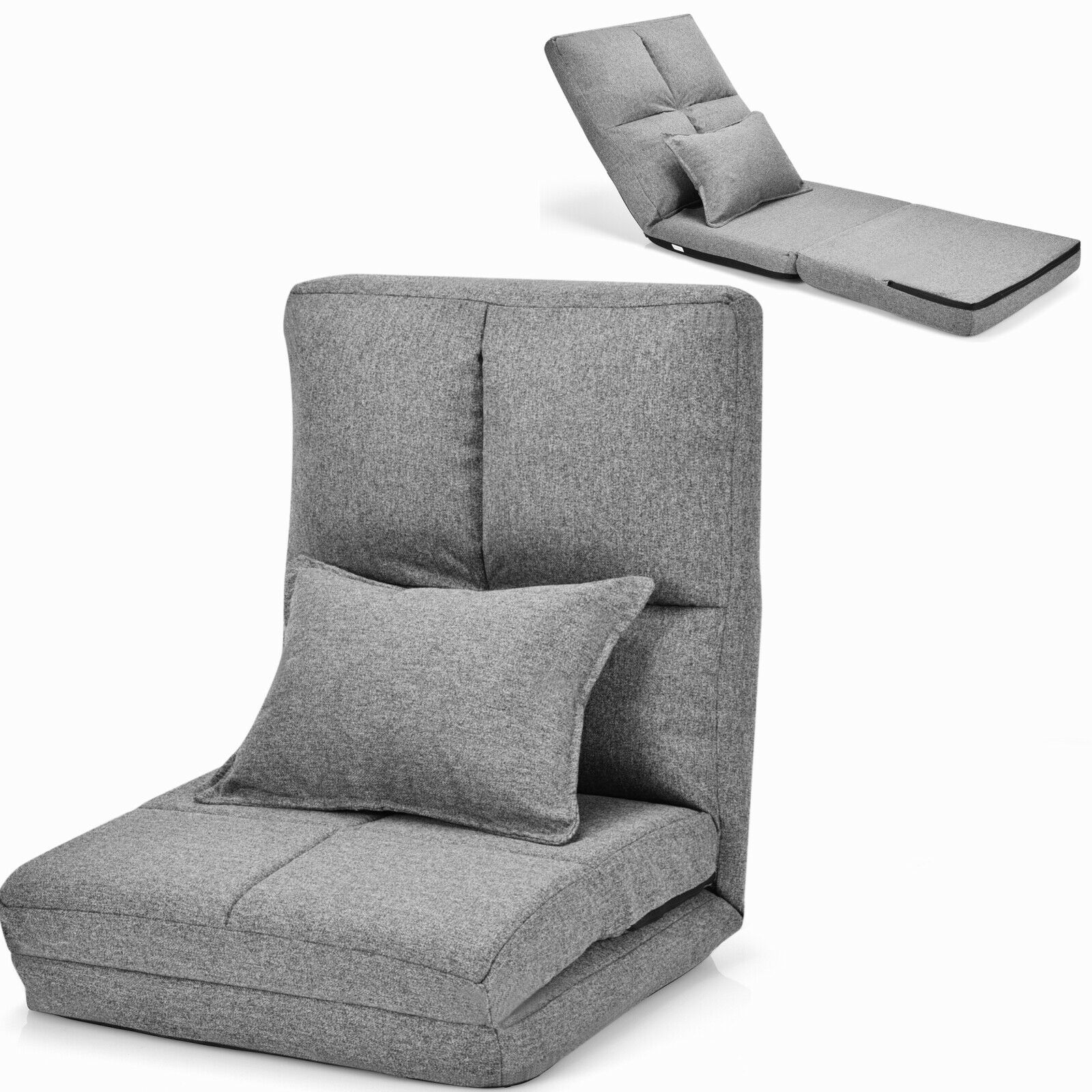 Floor Sofa Bed - Folding Lazy Floor Sofa Bed with Pillow-Grey - Savings Store