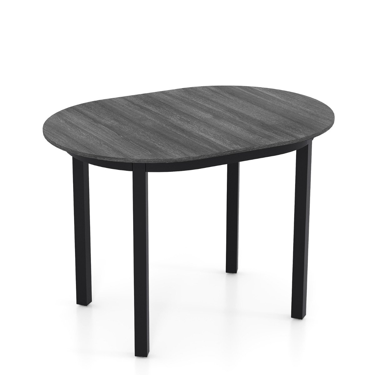 CRAYWELL 110CM Wooden Dining Table for 4-6 People Oval Kitchen Table-Dark Grey - Savings Store