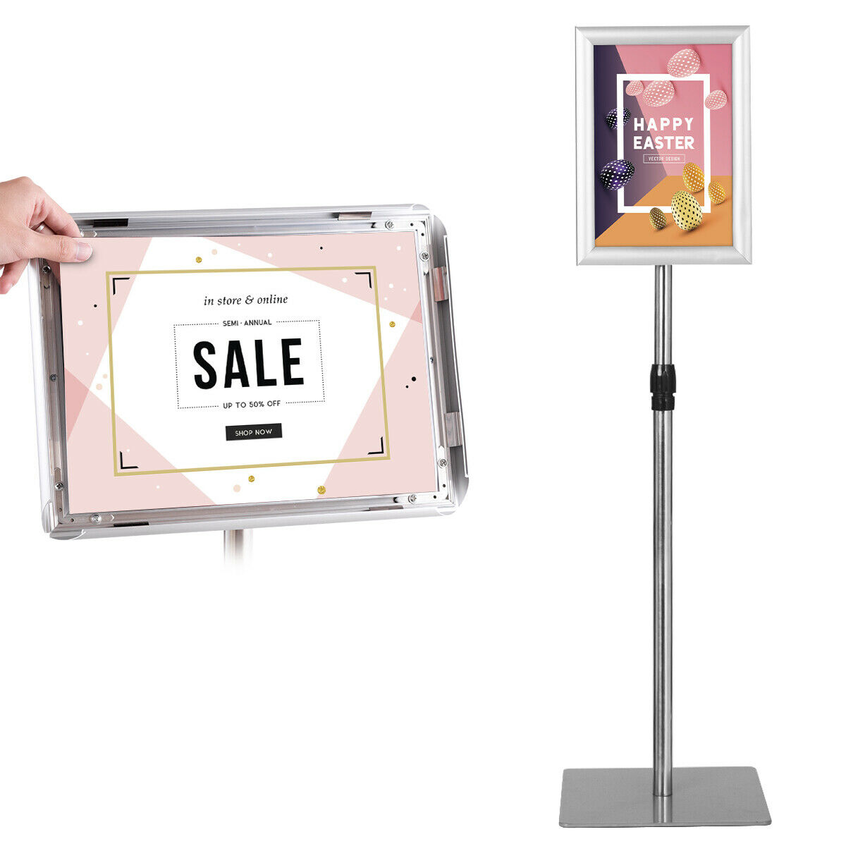 A4 Pedestal Display Stand-Silver - Savings Store