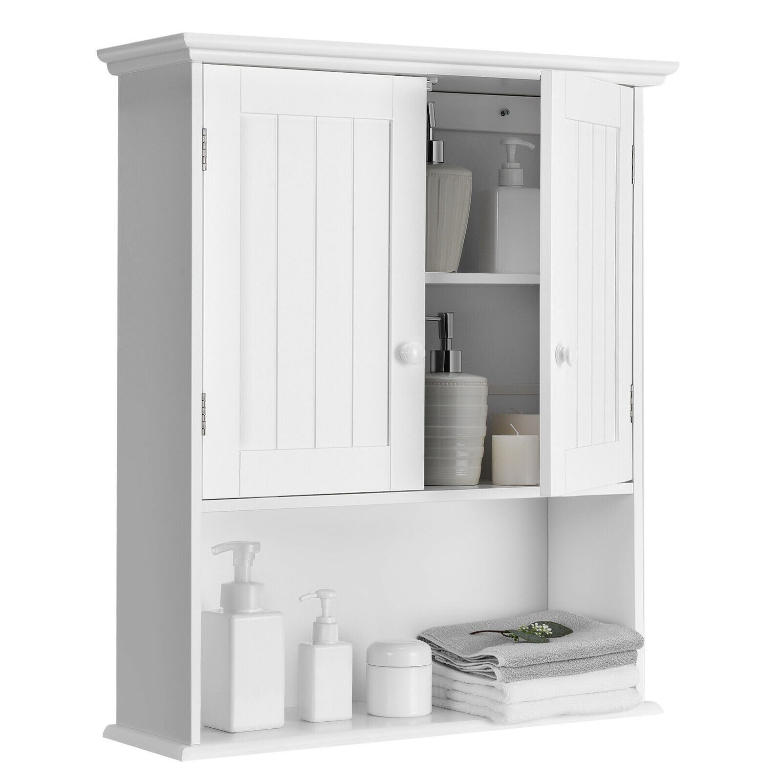 Wall Mounted Bathroom Storage Cabinet with Adjustable Shelf-White - Savings Store