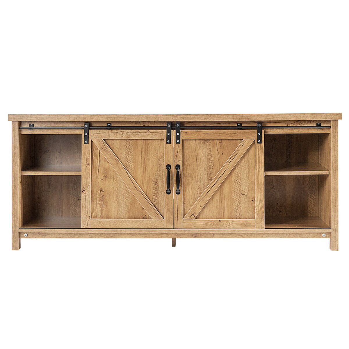 Modern TV Cabinet for 60-Inch TV Wooden Media Storage Shelves-Orange - Savings Store
