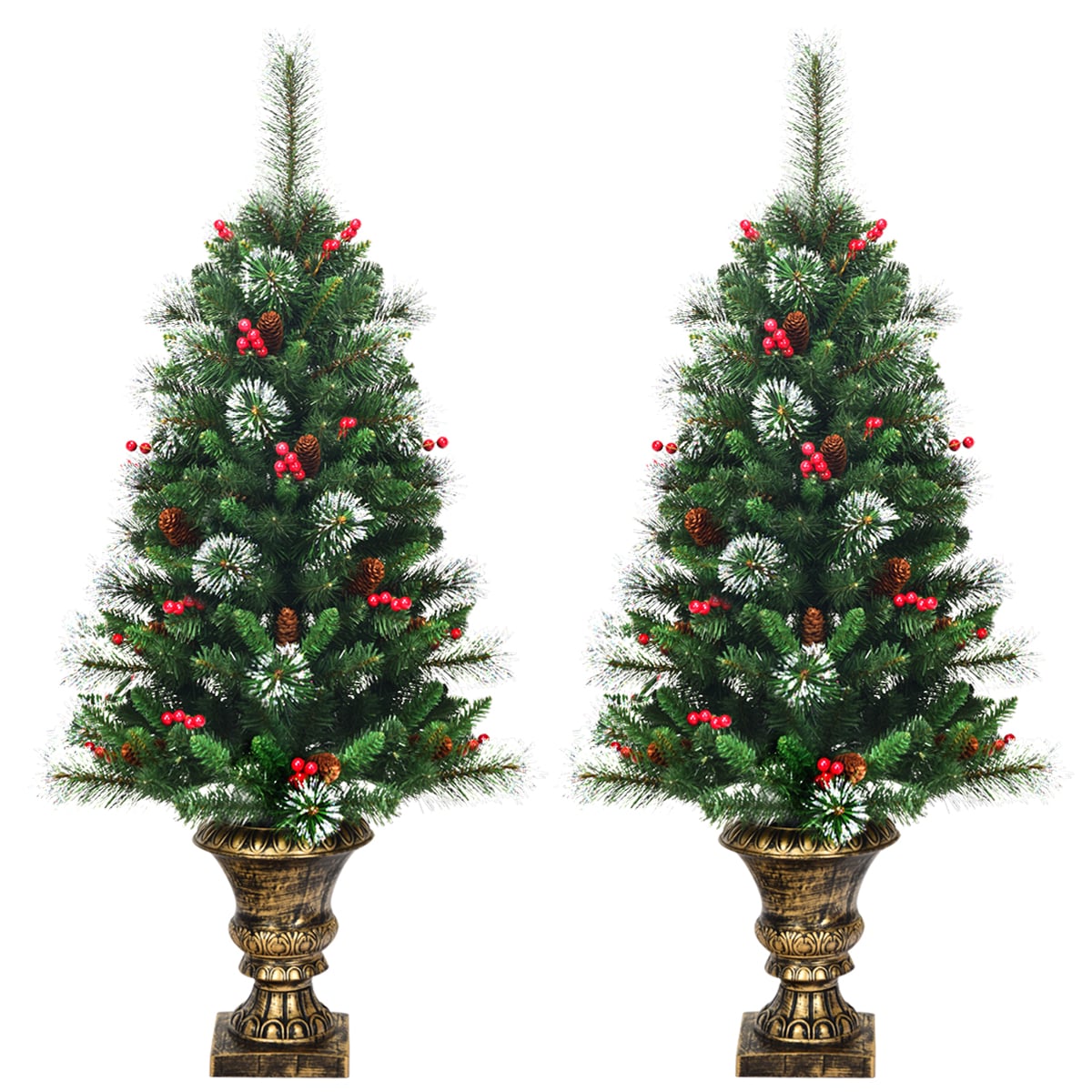 120cm Artificial Christmas Tree Set of 2 with Decorative Pot - Savings Store