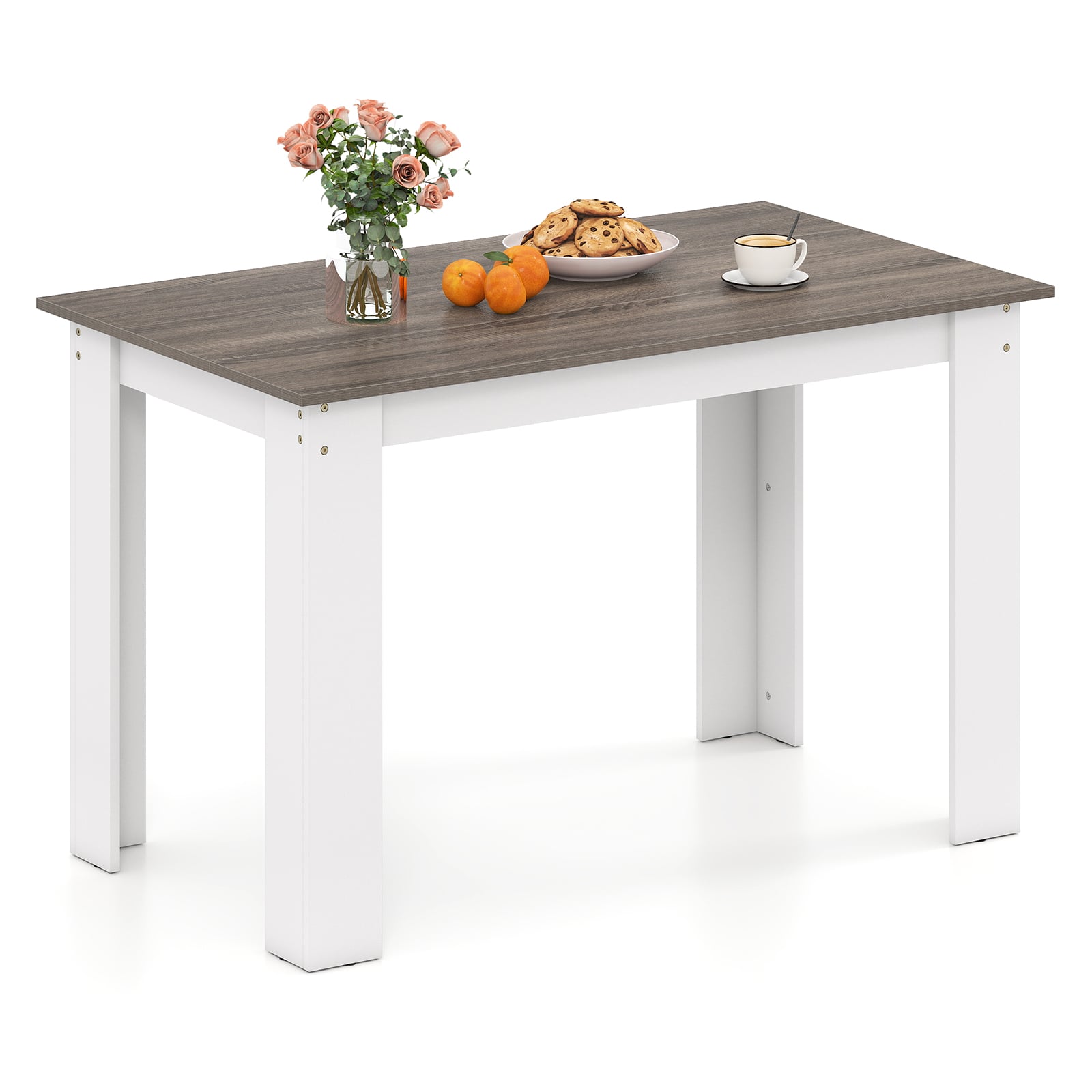 PIREL 120cm Rectangular Dining Table for 4-6 People-White - Savings Store