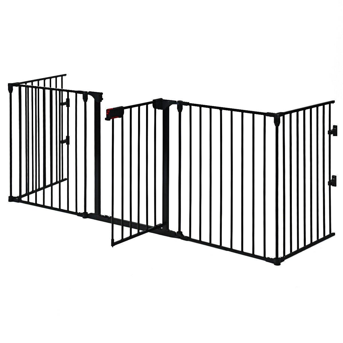 5 Panel Baby Safety Playpen Fireplace Barrier Gate Room Divider-Black - Savings Store