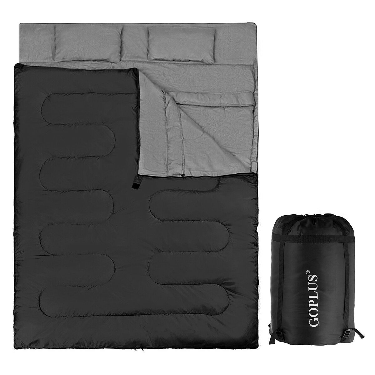 Double Sleeping Bag Extra Large Waterproof with Carrying Bag-Black - Savings Store