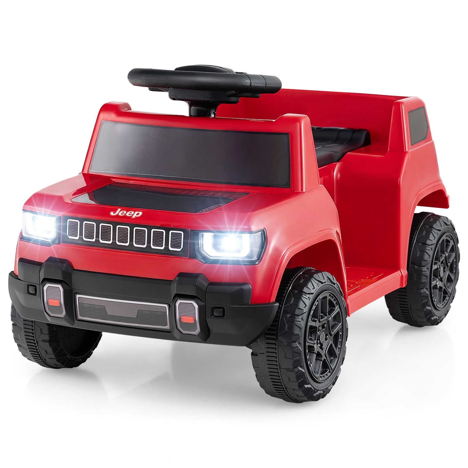 NOREN 12V Kids Ride-On Jeep Car with LED Lights for 18-96 Months-Red - Savings Store