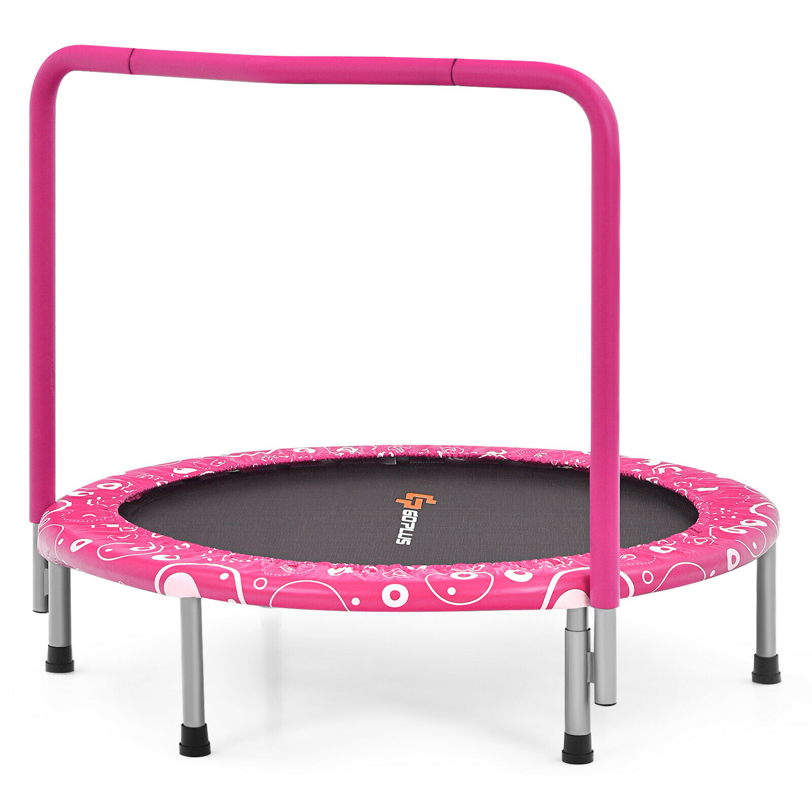 Kids Trampoline - Child's Folding Trampoline with Padded Edge Cover and Full Covered Handle-Pink - Savings Store