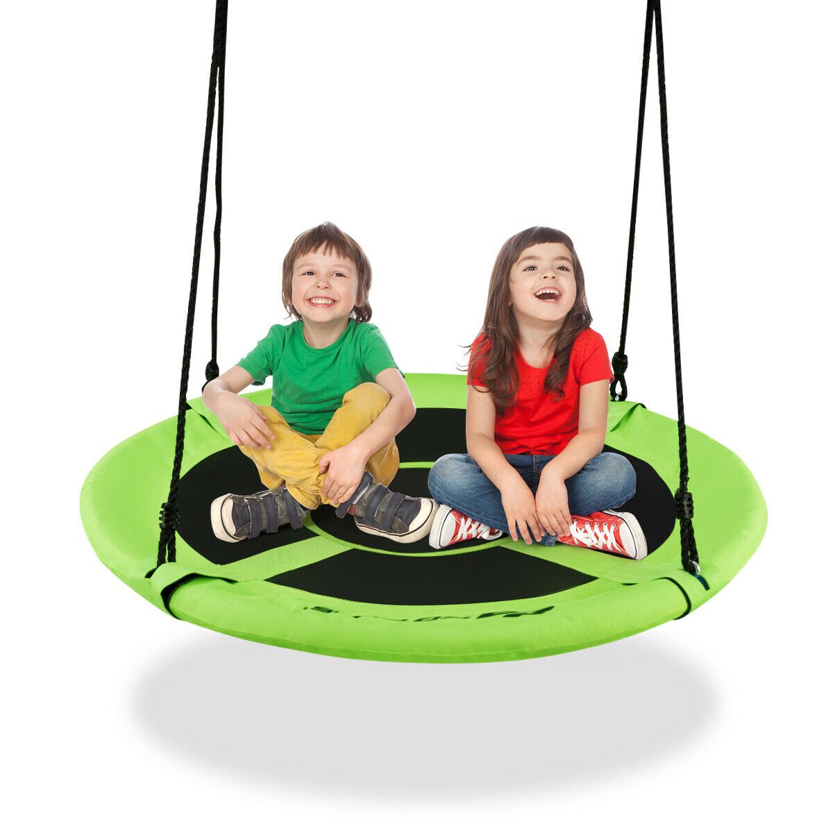 MORROWE 100cm Children Flying Saucer Tree Swing with Adjustable Rope-Green - Savings Store