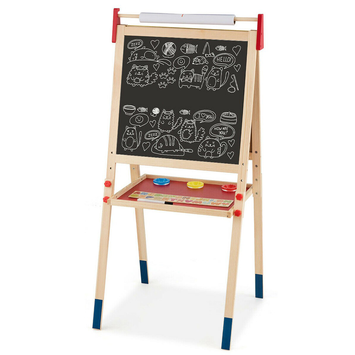 Easel - 2 IN 1 Kids Art Easel Double Sided Chalk Board Tray - Savings Store