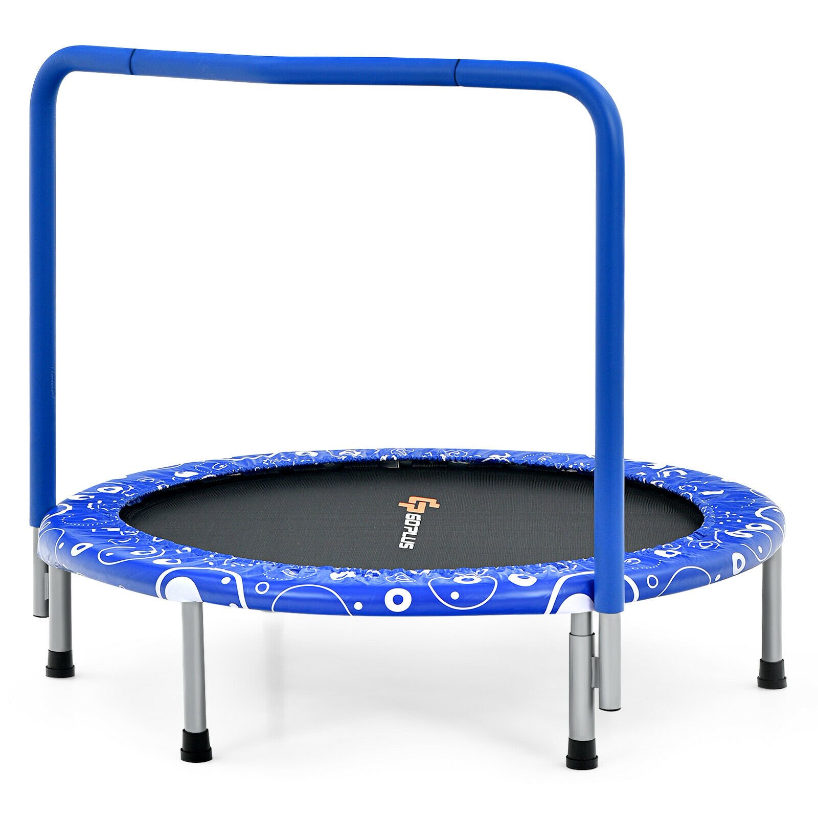 Kids Trampoline - Child's Folding Trampoline with Padded Edge Cover and Full Covered Handle-Blue - Savings Store