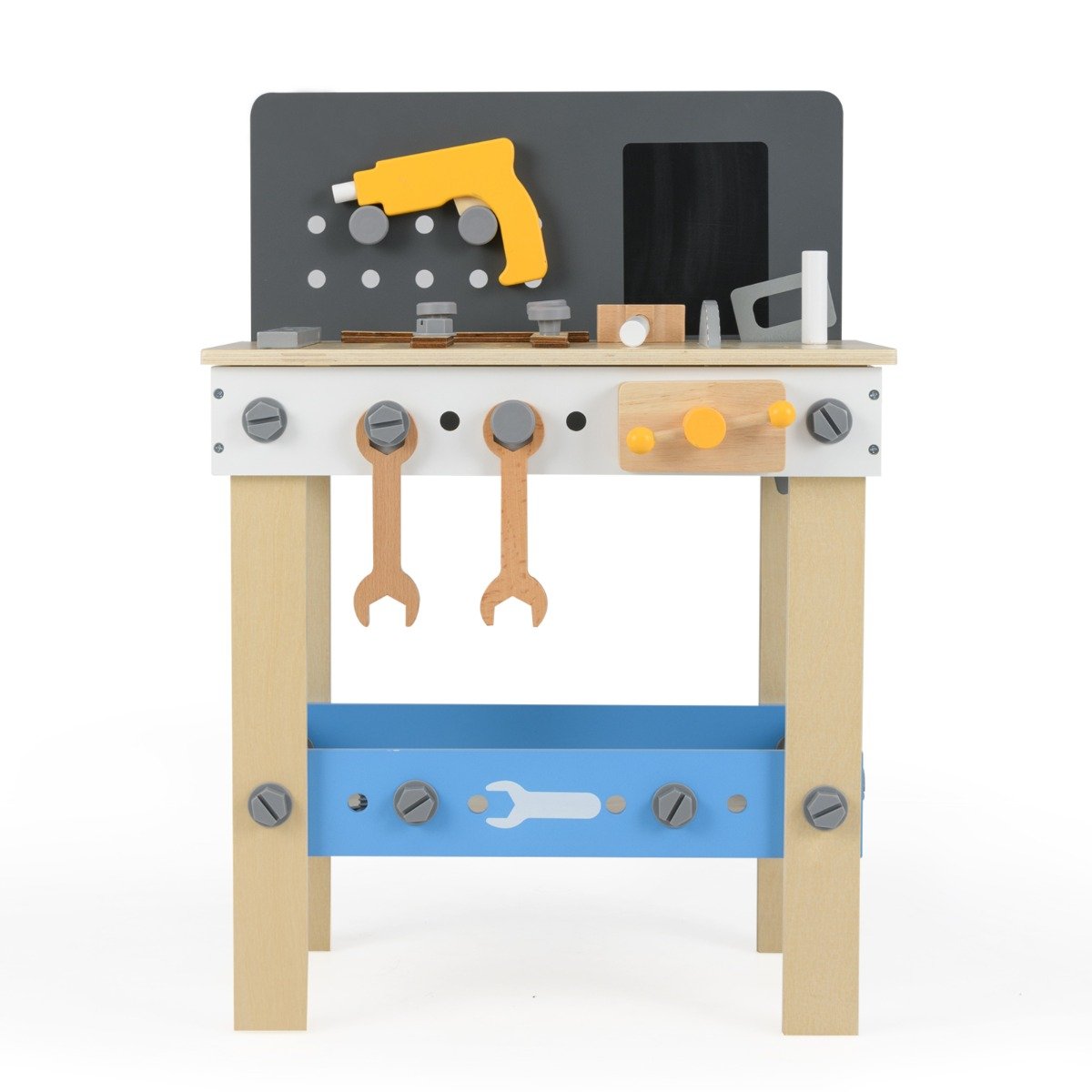 Wooden Toddler Workbench Playset with Pegboard and Storage Shelf - Savings Store