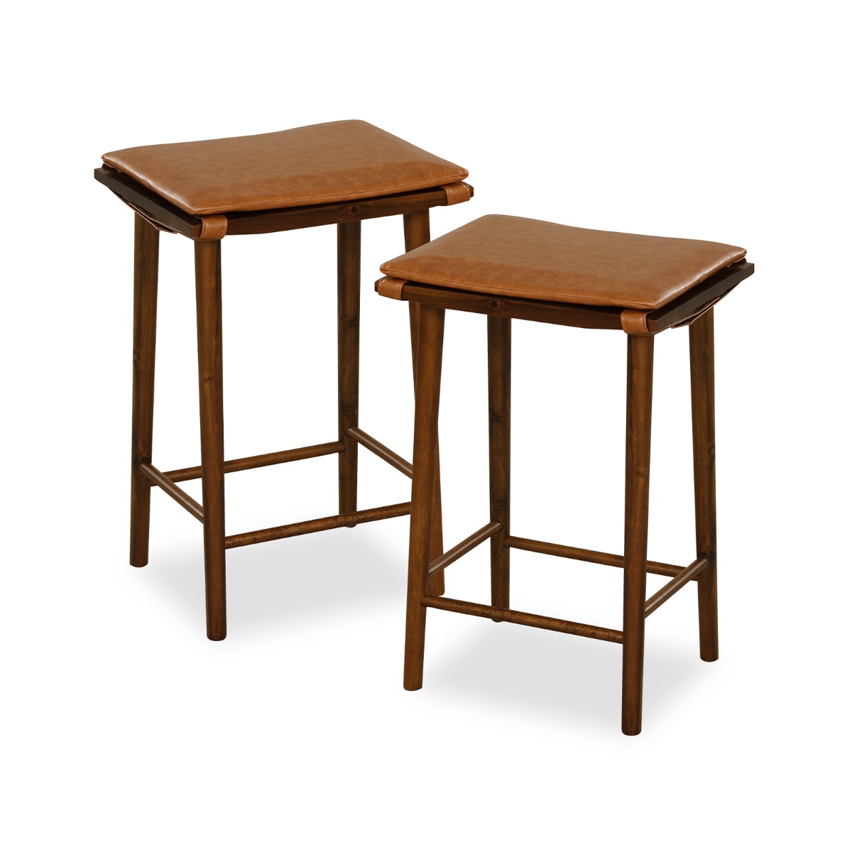 Set of 2 69cm Dining Barstools with Footrest & Removable Cushion - Savings Store