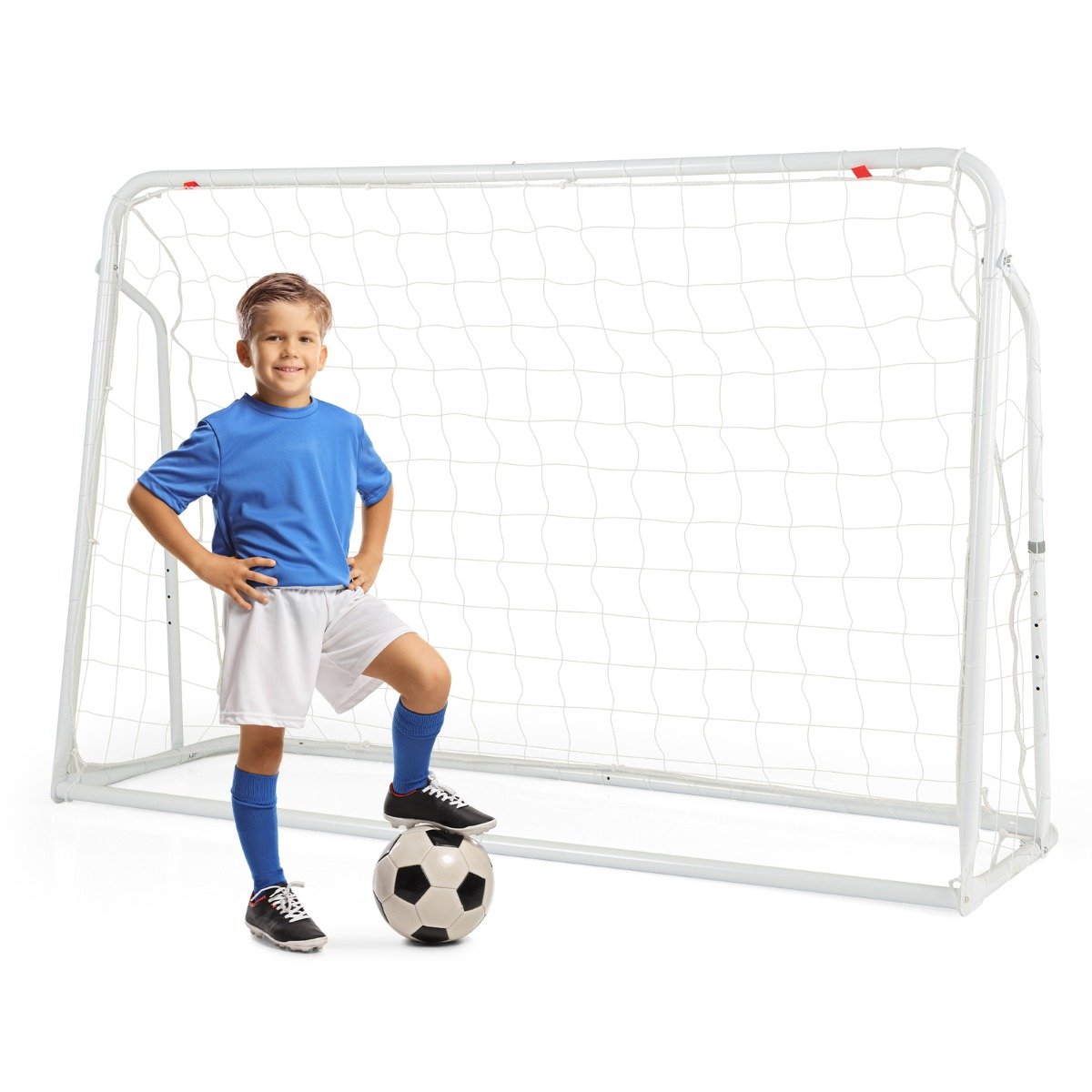 Football Net - 2-in-1 Kids Soccer Rebounder and Soccer Goal for Kids Aged 6+ Years Old-White - Savings Store