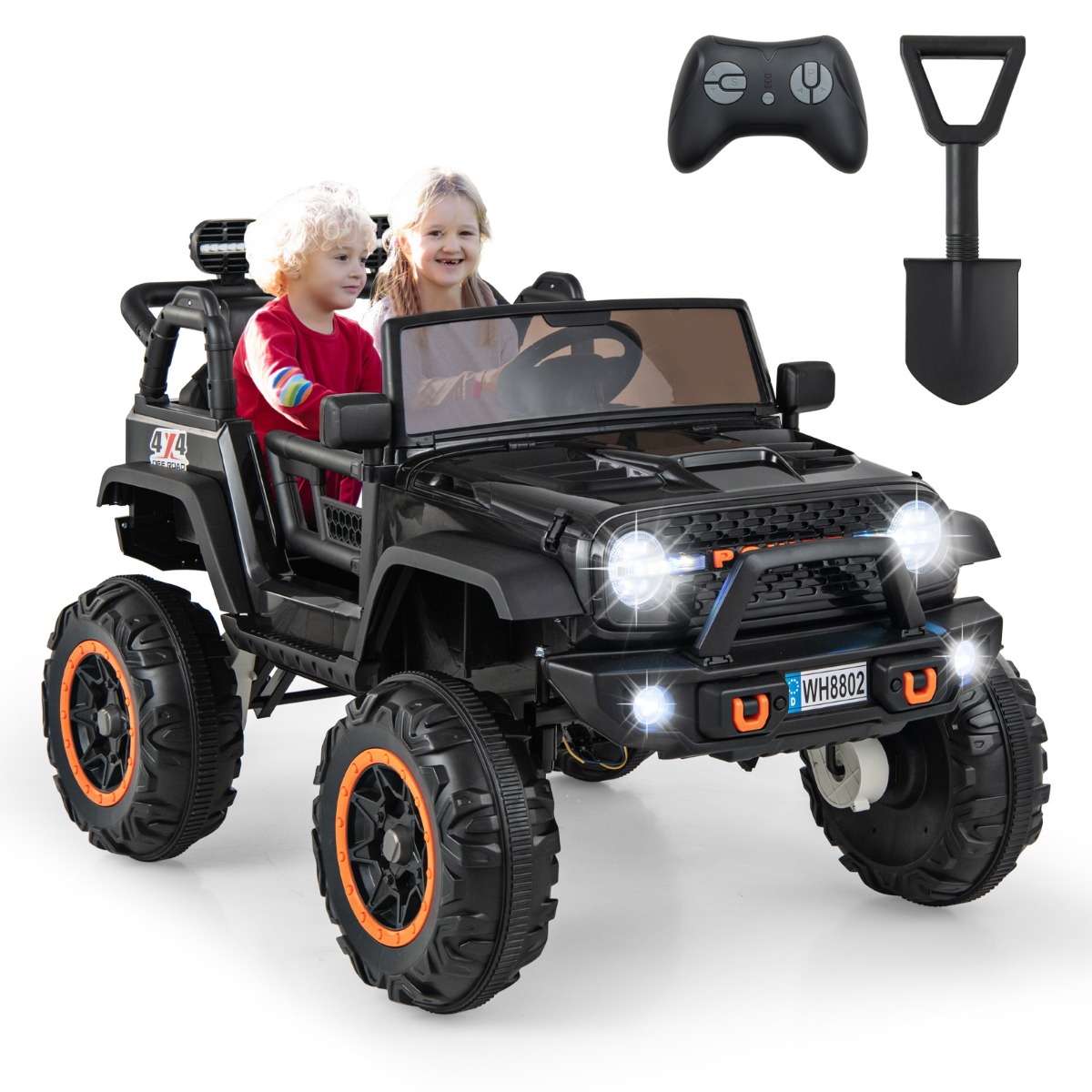 2 Seater Ride On Car with Remote Control and Horn for Boys and Girls - Black - Savings Store