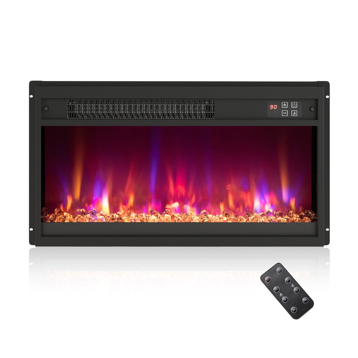 23 Inch Electric Fireplace Insert with Remote Control and Adjustable Flame-Black - Savings Store
