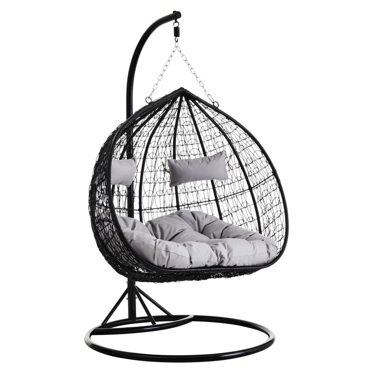 NAVAGIO Double Egg Hanging Chair With Round Base - Black - PH Collection
