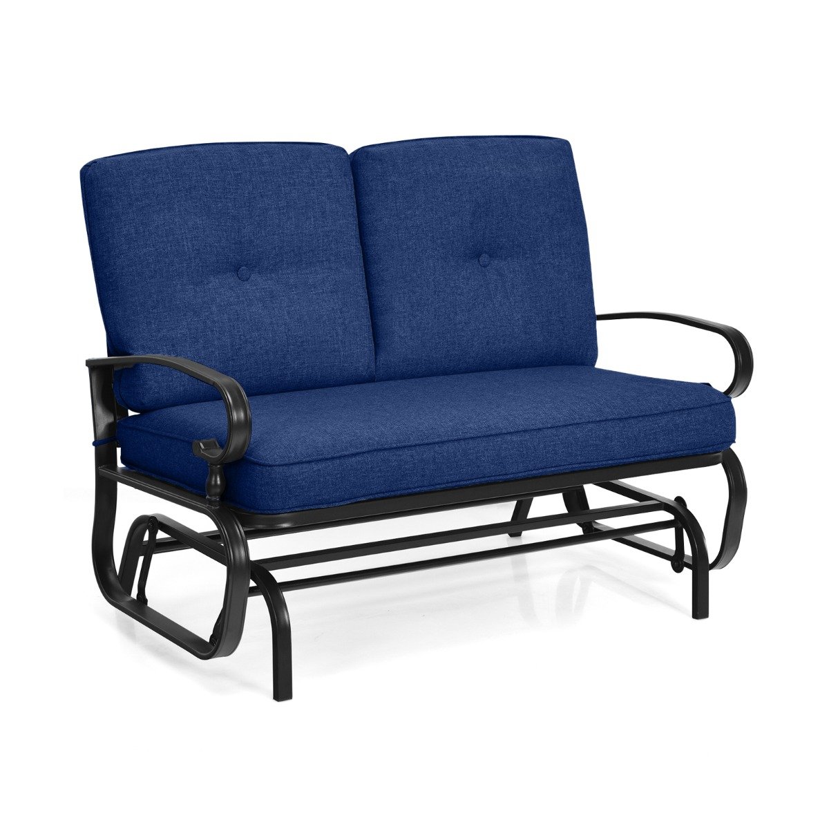 MORI 2-Person Patio Glider Chair with Cushions-Blue - Savings Store