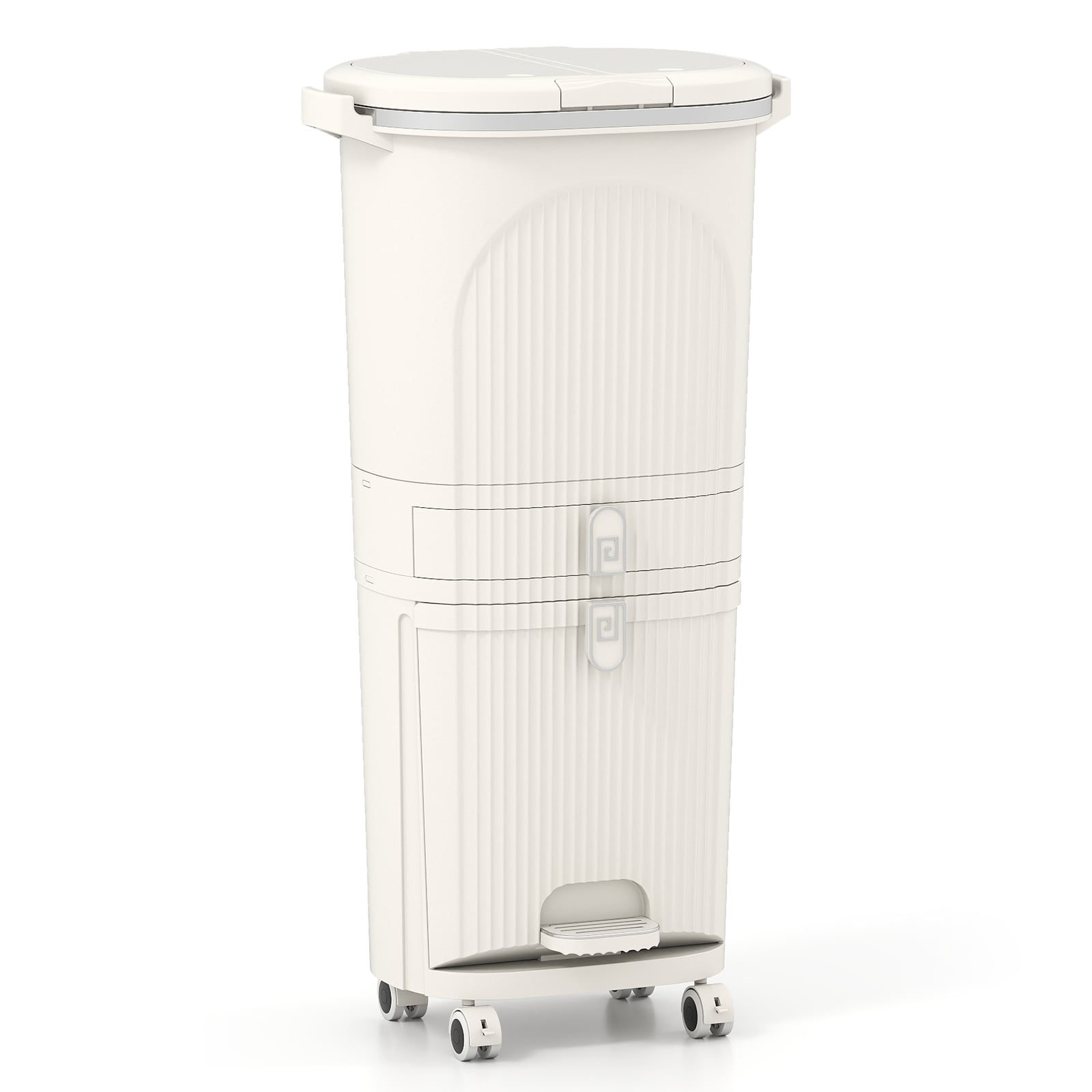 ONORA 3-Layer Sorting Trash Bin with 2 Removable Buckets-Beige - Savings Store