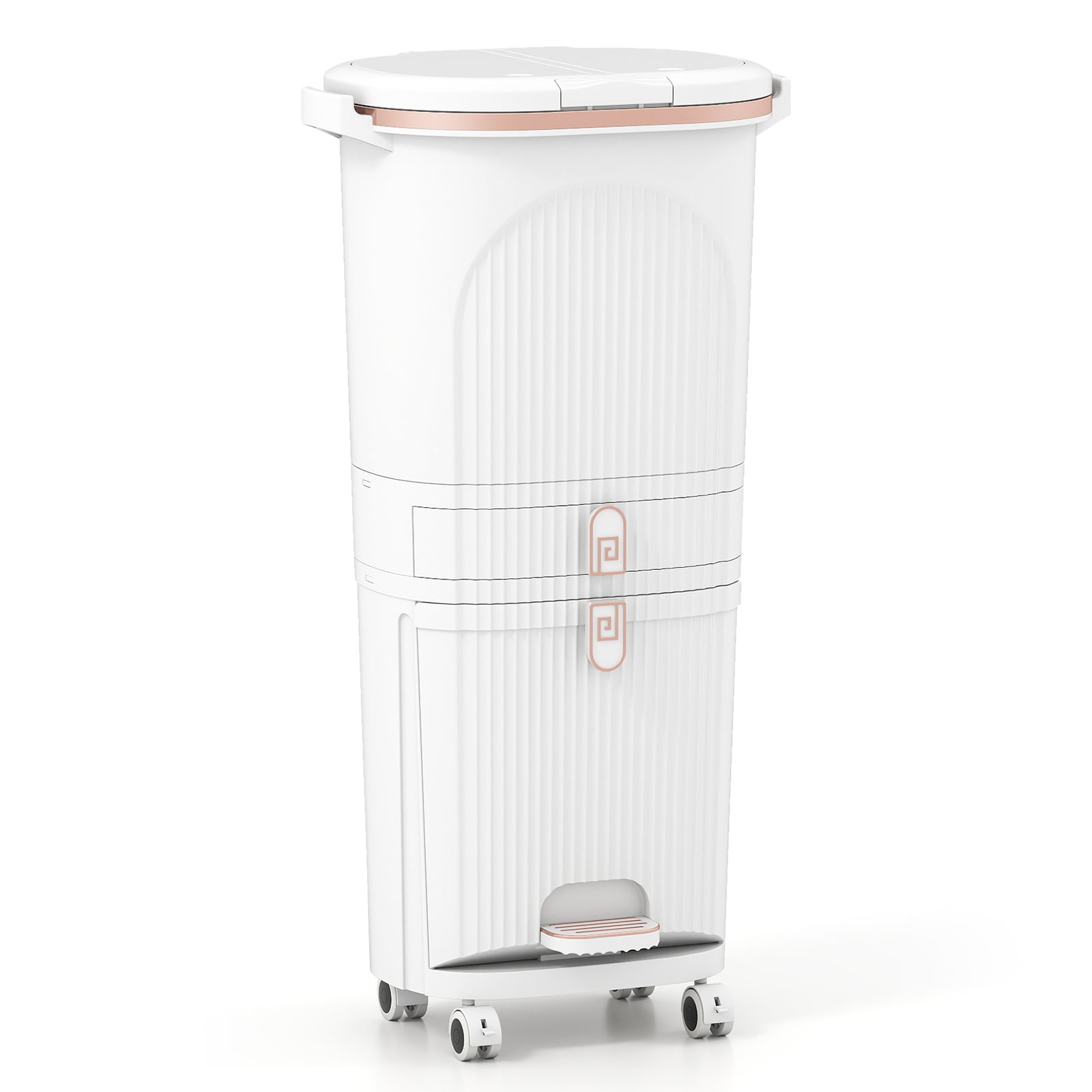 ONORA 3-Layer Sorting Trash Bin with 2 Removable Buckets-White - Savings Store