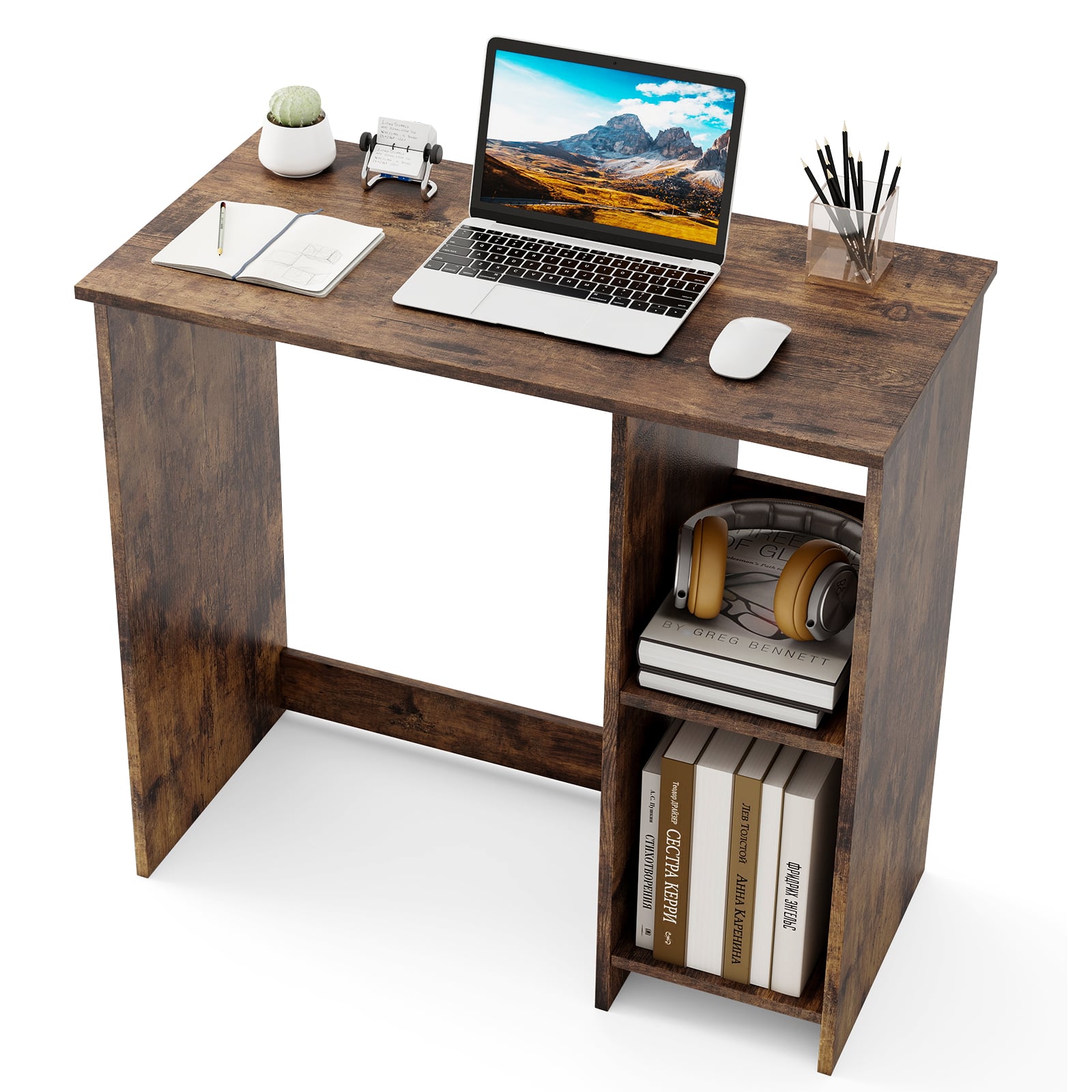 MIRON 31.5 Inch Home Office Desk for Small Space-Rustic Brown - Savings Store