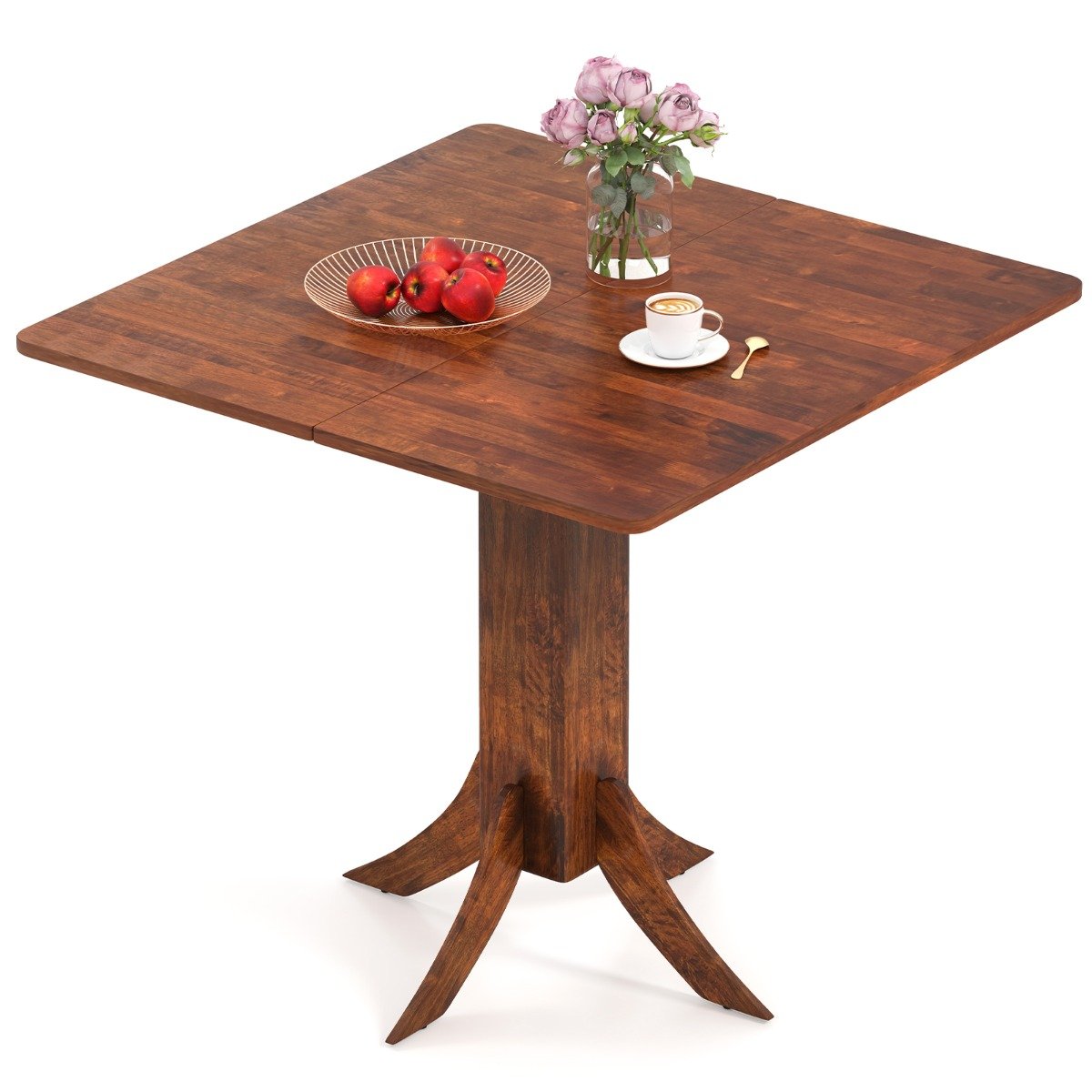 33 Inch Square Dining Table with Pedestal Base for 2-4 People-Walnut - Savings Store