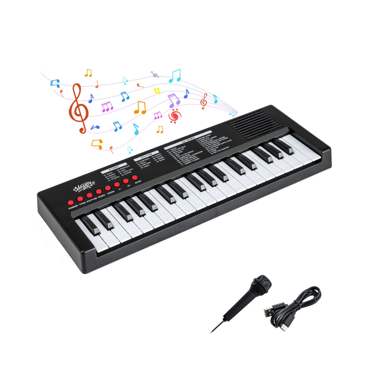 TVARO 37-Key Kids Piano Keyboard with Microphone-Black - Savings Store