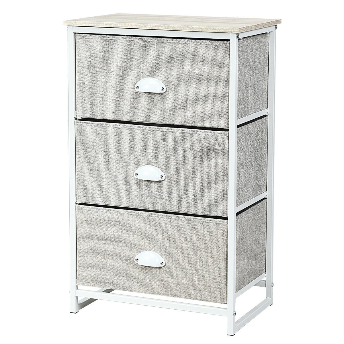 Bedside Table - ATLANTA 3 Tier Nightstand White 45cm - Savings Store