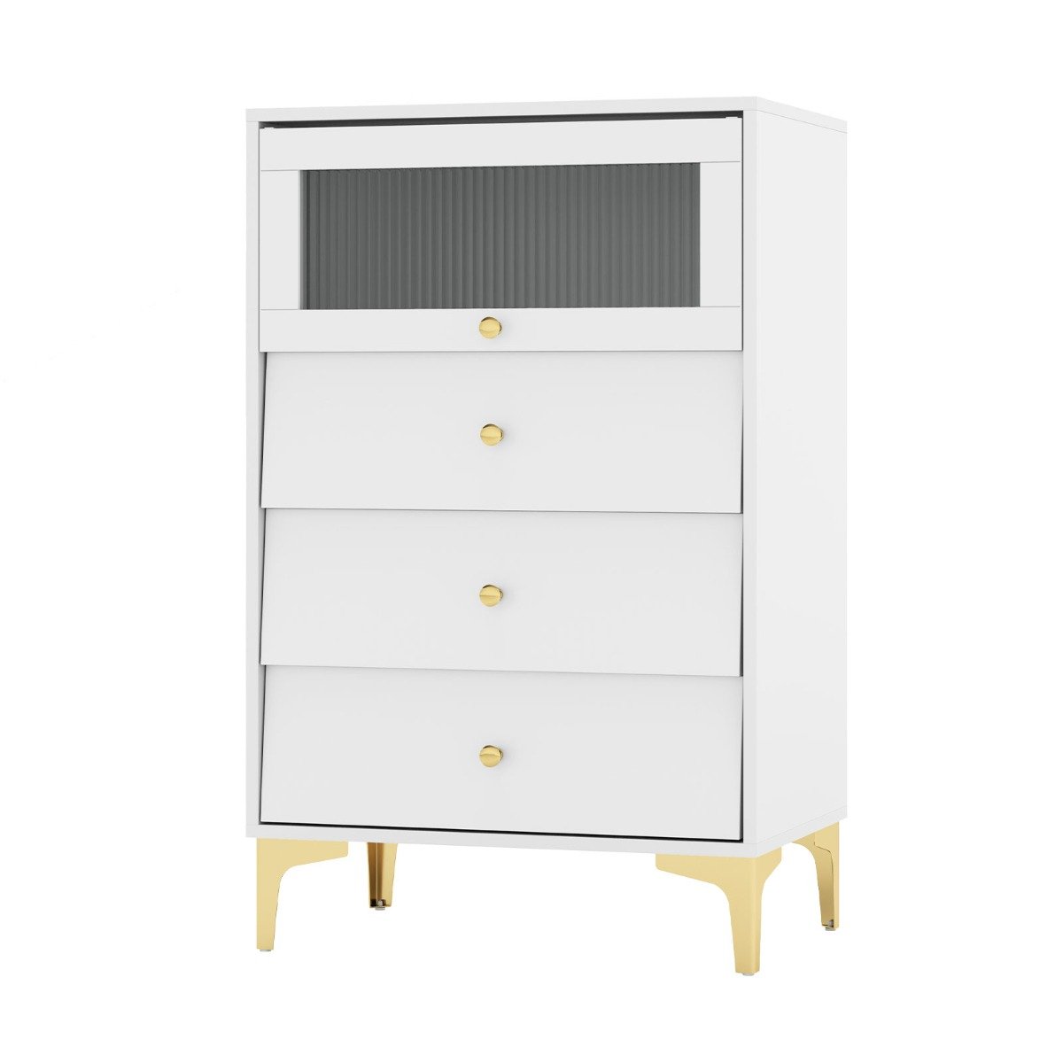 LISTRIA Grey Chest of Drawers - Medium-sized, 4 Drawers - Savings Store