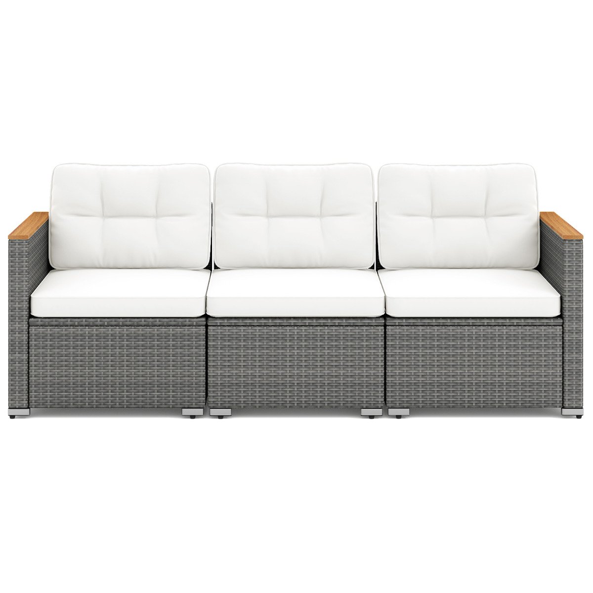 3-Seat Patio Couch Sofa with Deep Seating and Cushion-White - Savings Store