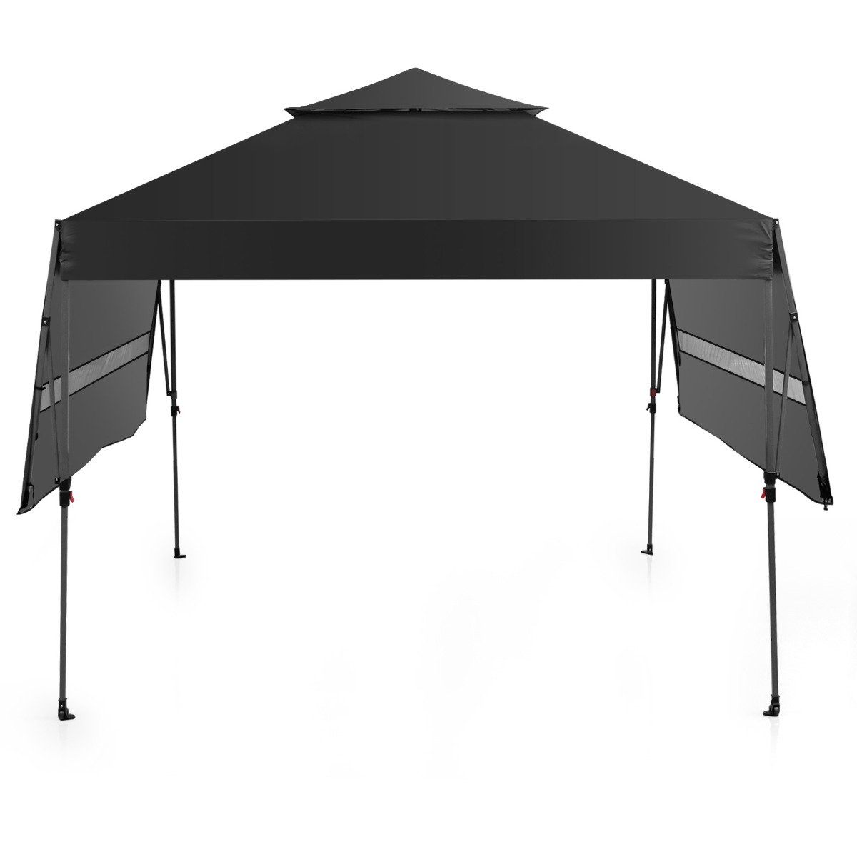 VELO 3 x 3m Rolling Pop up Gazebo with Adjustable Dual Awnings and Height-Black - Savings Store