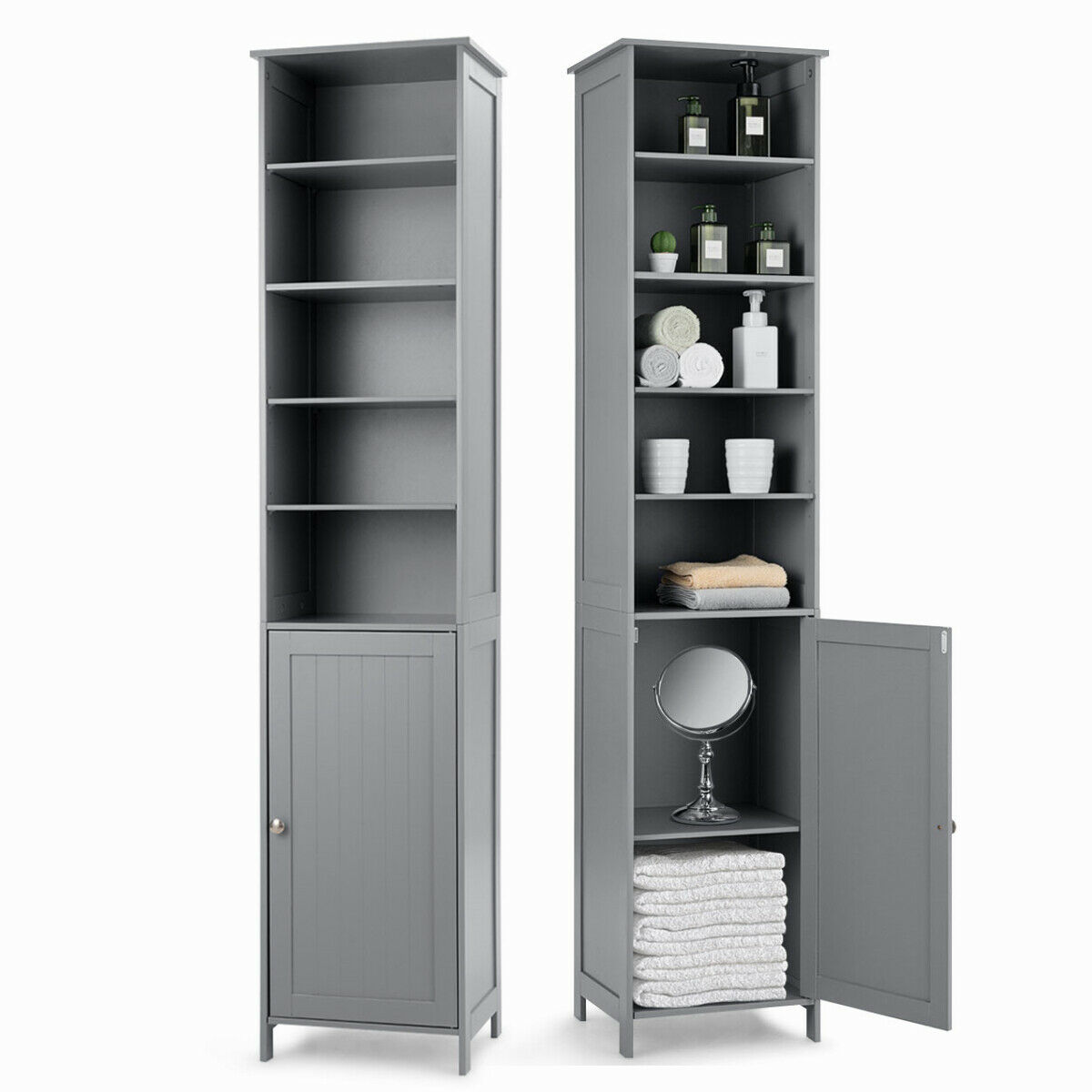 7-Tier Tall Freestanding Cabinet-Grey - Savings Store