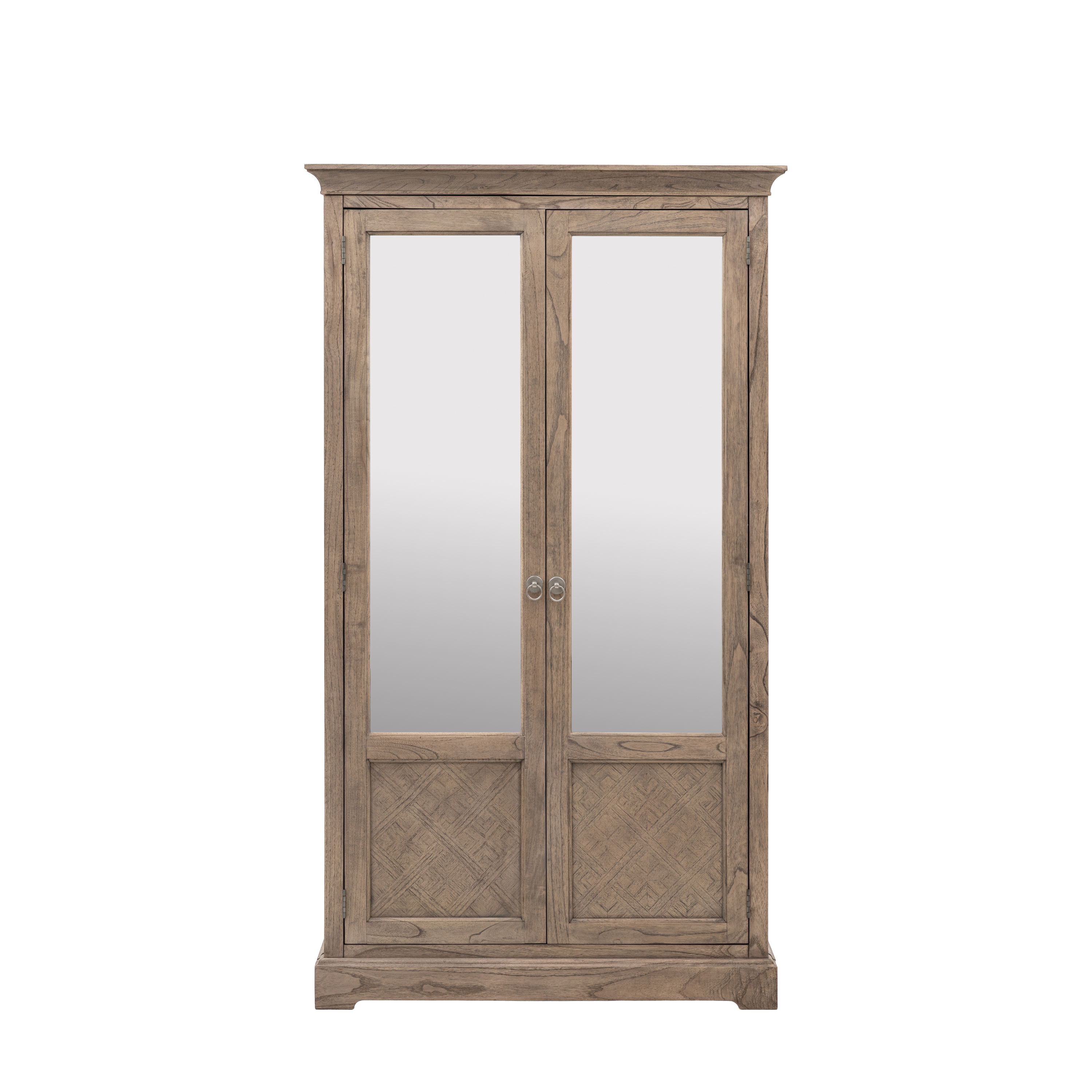 Wardrobe - OAKLEIGH 2 Door Mirrored Wardrobe Light Wood 111.5cm - Galvin and Galloway