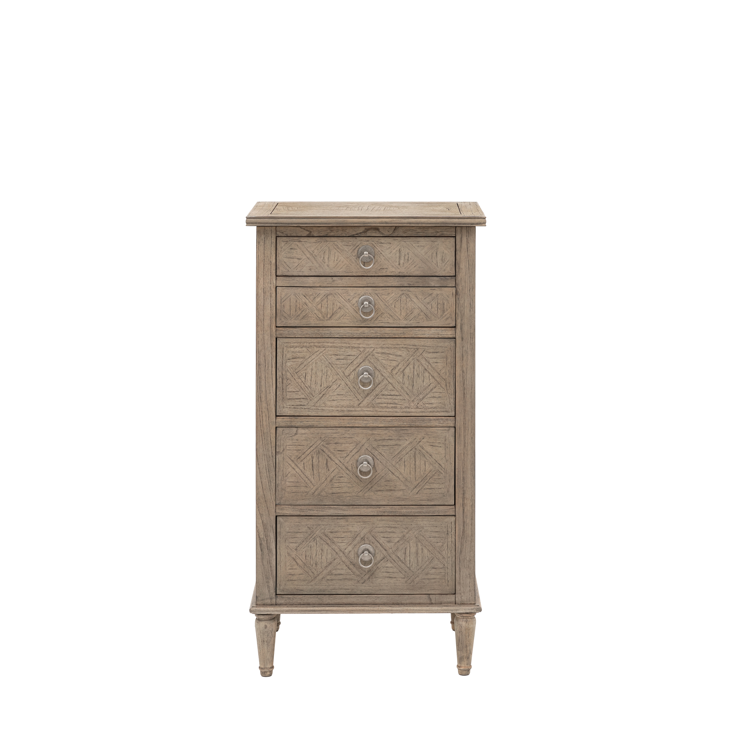 OAKLEIGH Oak Finish Chest of Drawers - Tallboy, Medium-sized, 5 Drawers - Galvin and Galloway