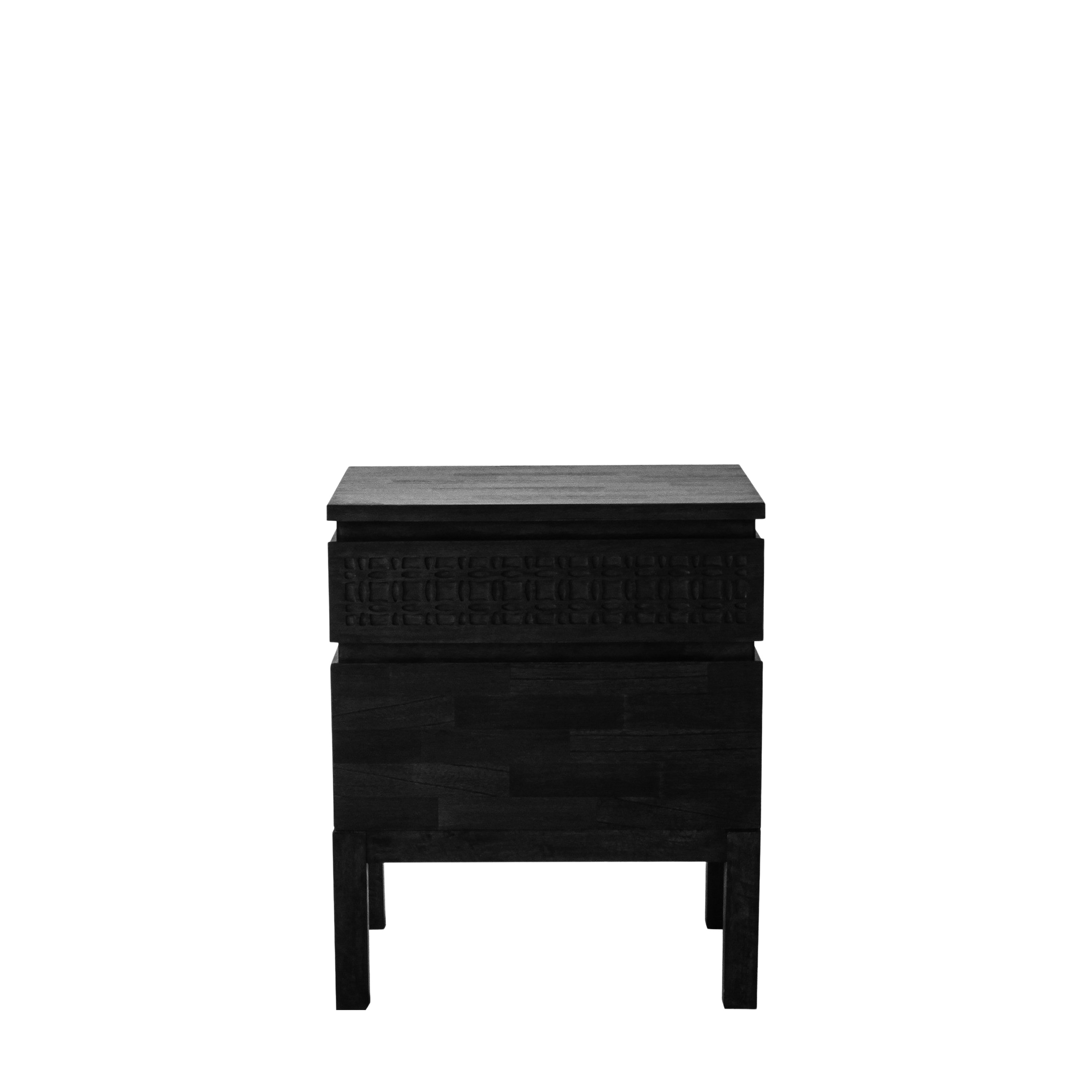 ASHWELL 2 Drawer Bedside Table - Black - Galvin and Galloway