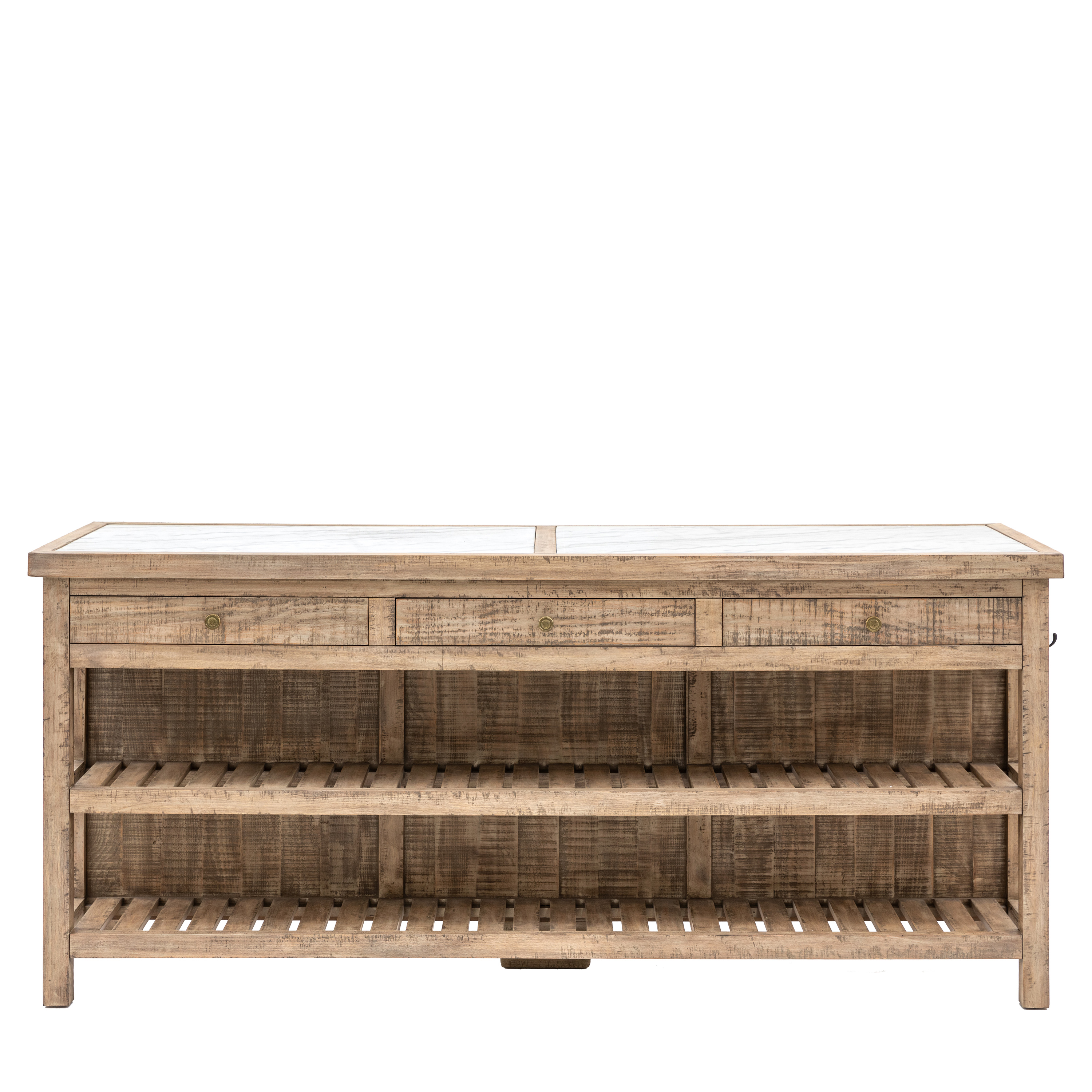 BRIXTON 3 Drawer 2 Shelve Wide Kitchen Island - Oak - Galvin and Galloway