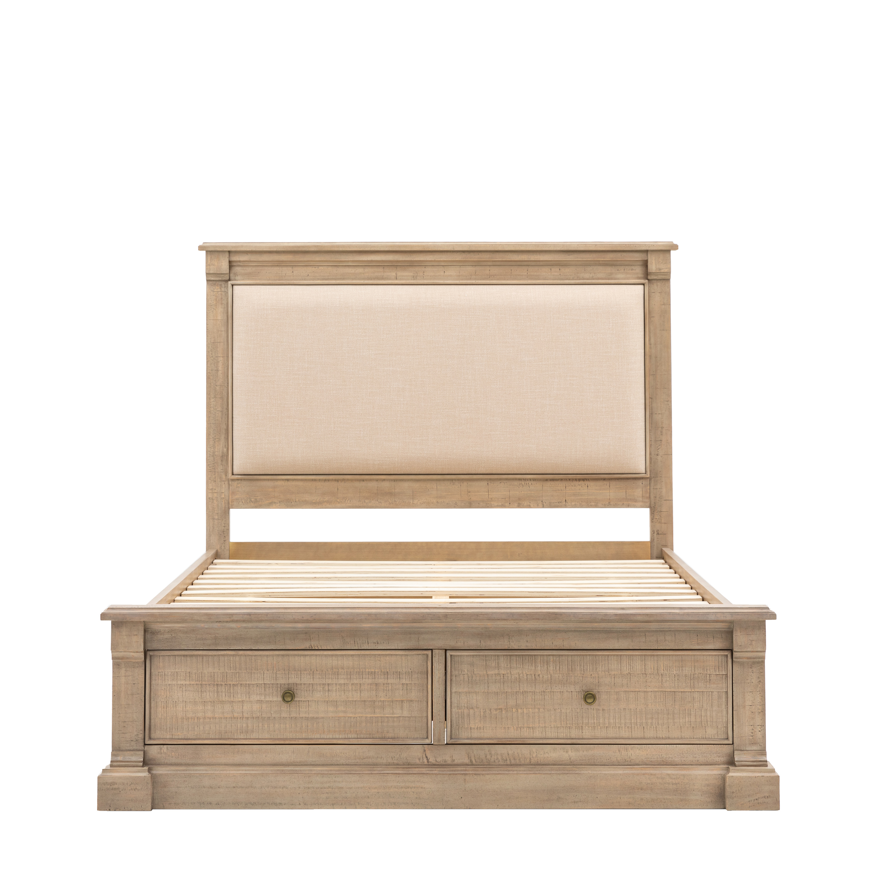 BRIXTON Super Kingsize Wooden Bedframe with 2 Drawer Storage - Natural - Galvin and Galloway