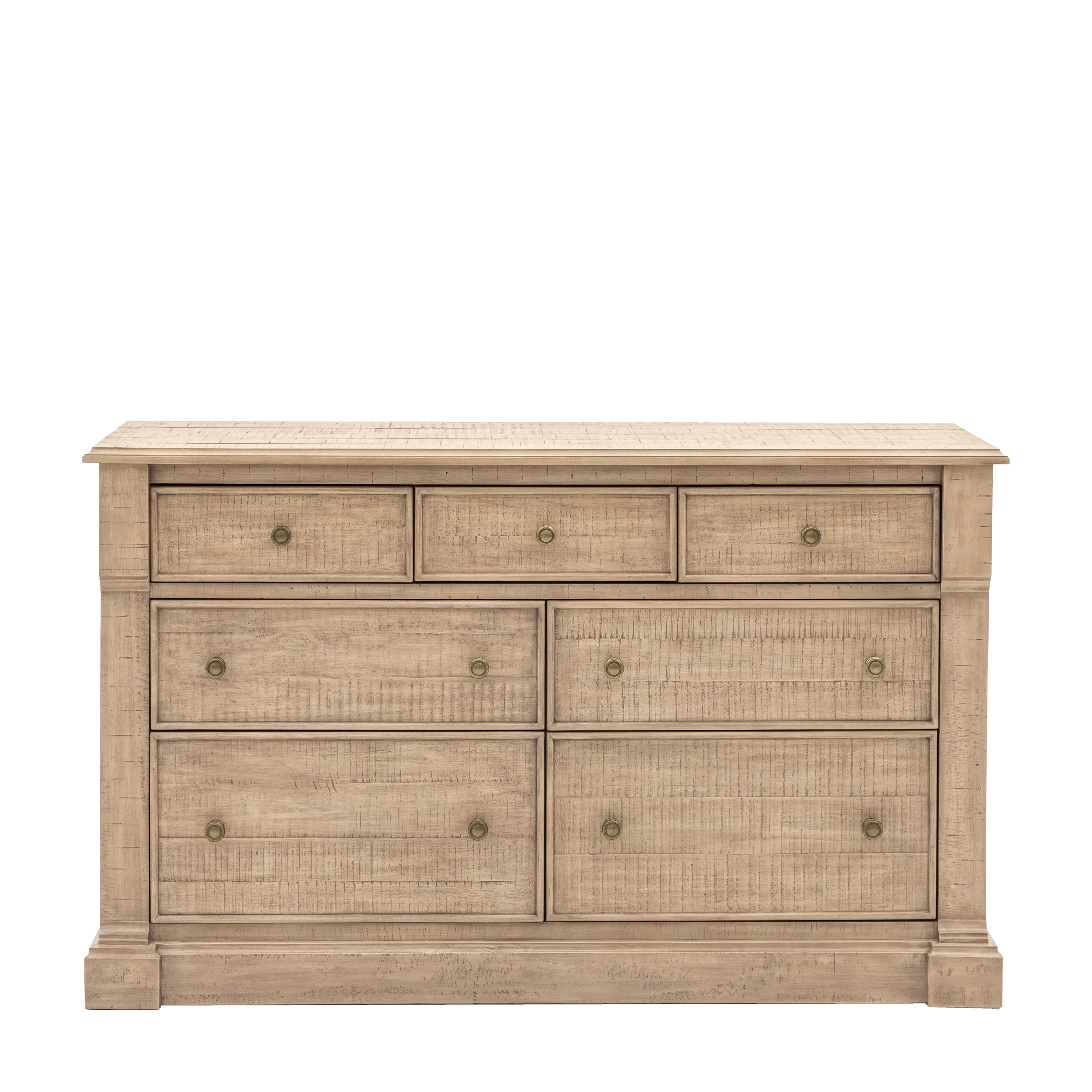 BRIXTON Oak Finish Chest of Drawers - Extra Large-sized, 7 Drawers, Double, Ready Assembled - Galvin and Galloway