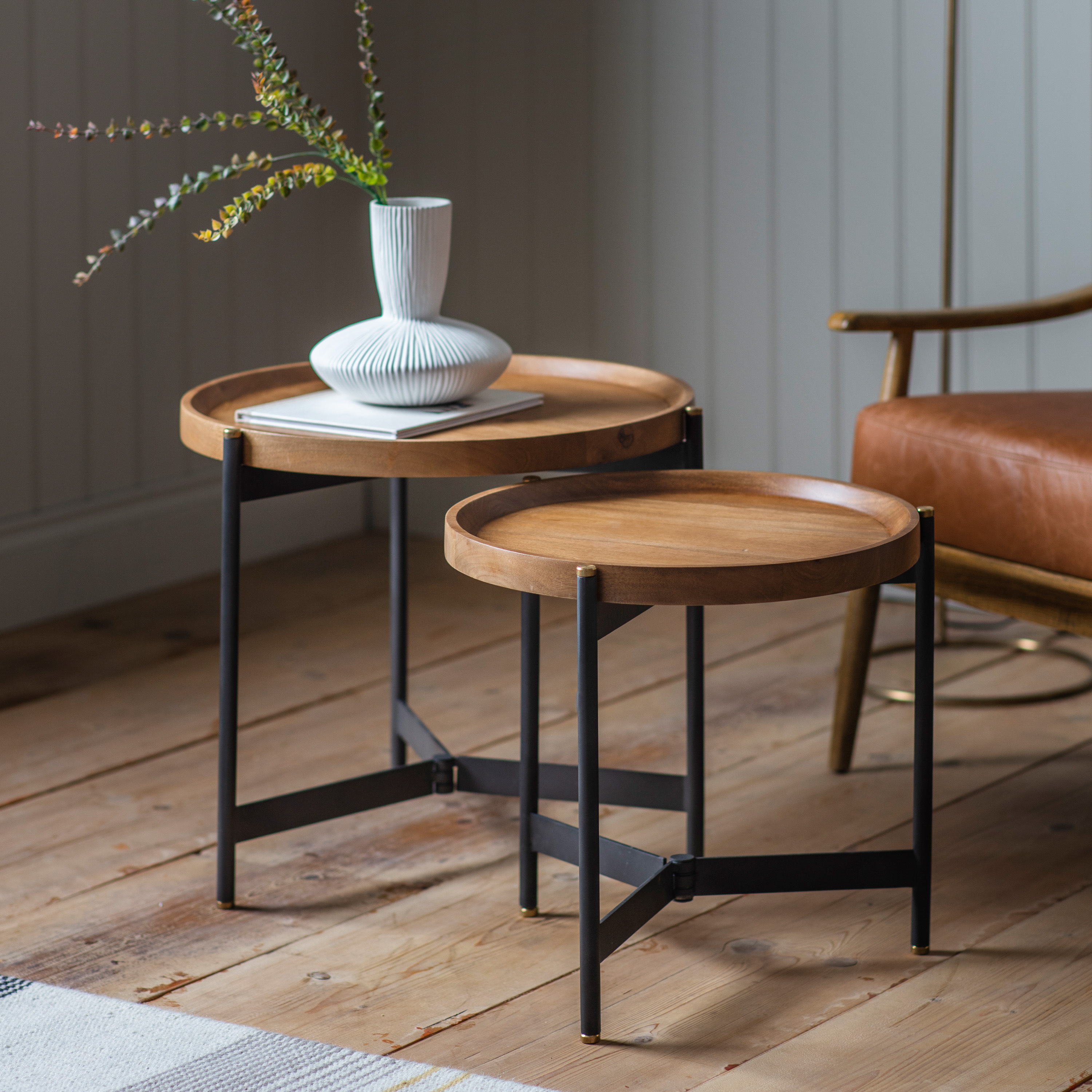 WHITFORD Nest Of 2 Side Table - Oak - Galvin and Galloway