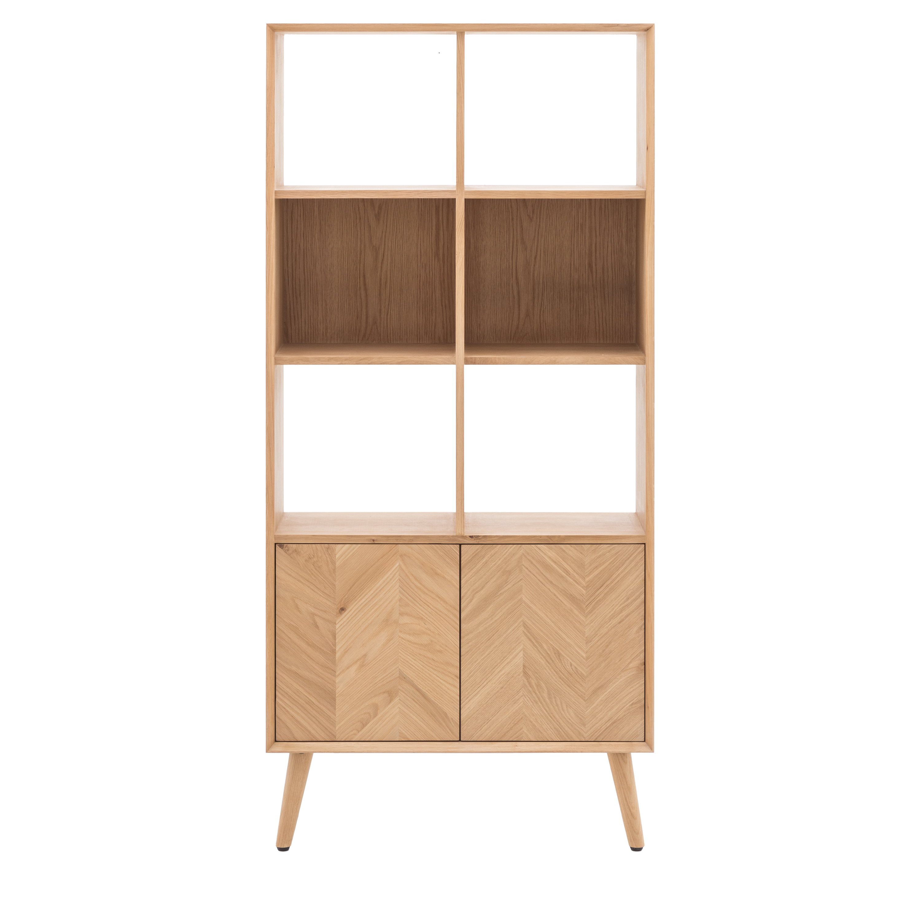 BROOKHAVEN 2 Door Open Display Rack - Oak - Galvin and Galloway