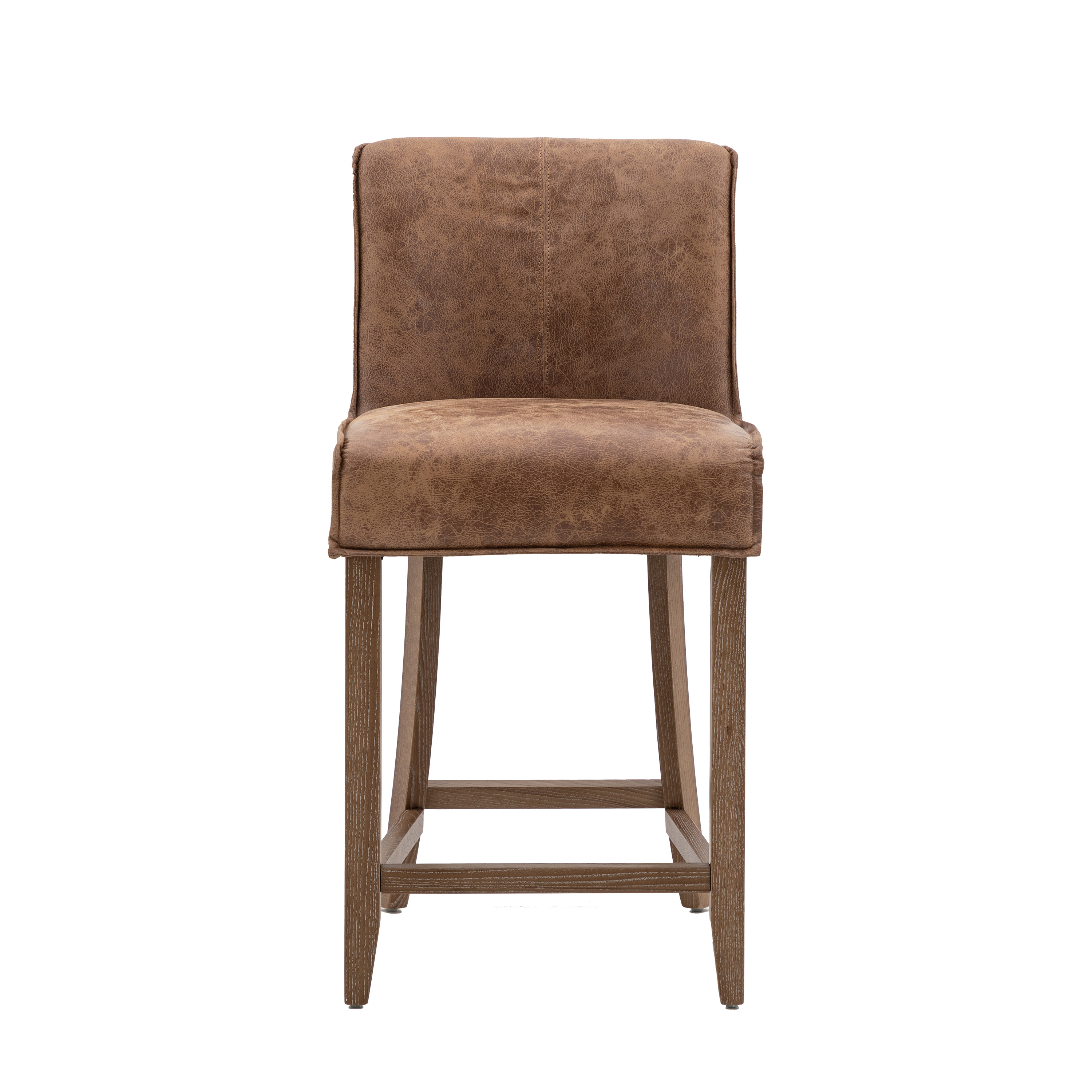 OAKWELL Leather Bar Stool Brown - Set of 2 - Galvin and Galloway