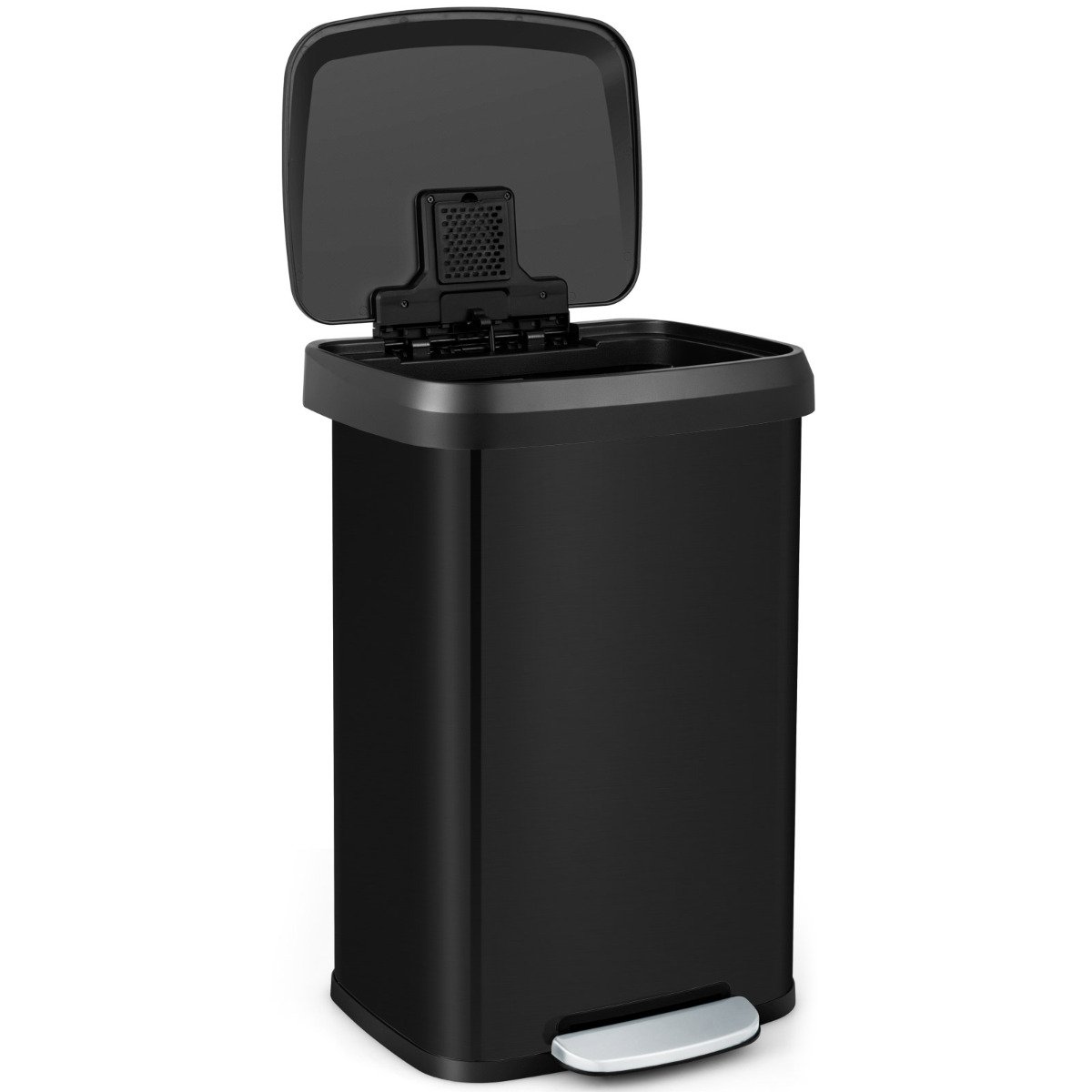 BRANWIX 50 L Stainless Steel Step Trash Can with Deodorizer Compartment-Black - Savings Store