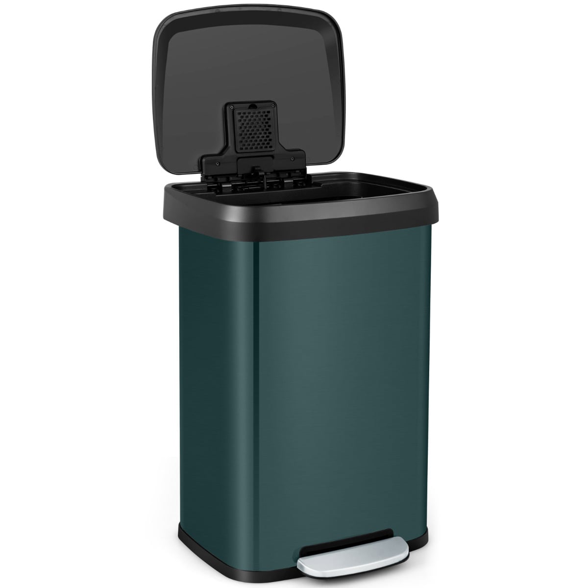 BRANWIX 50 L Stainless Steel Step Trash Can with Deodorizer Compartment-Dark Green - Savings Store