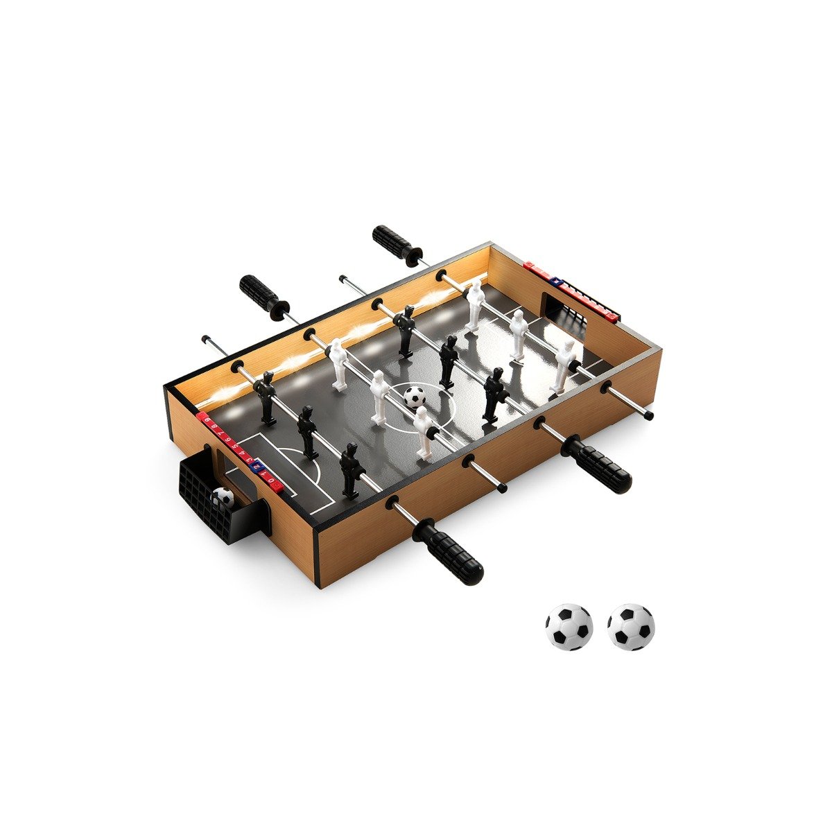 Foosball Table - 51cm Foosball Table with LED Lights and Realistic Players and 2 Balls-Brown - Savings Store