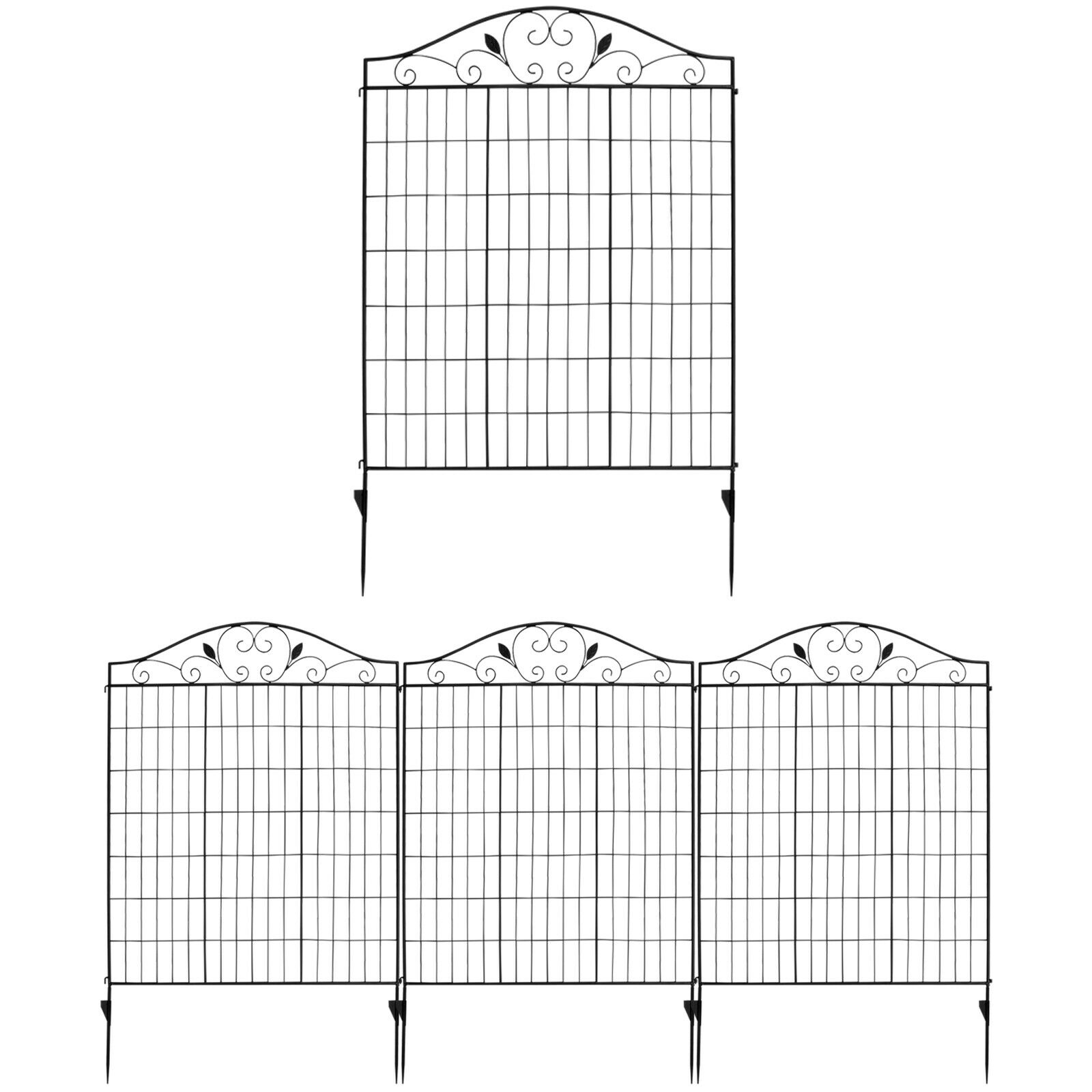 4 Panels Folding Iron Decorative Garden Fence Interlockable - Savings Store