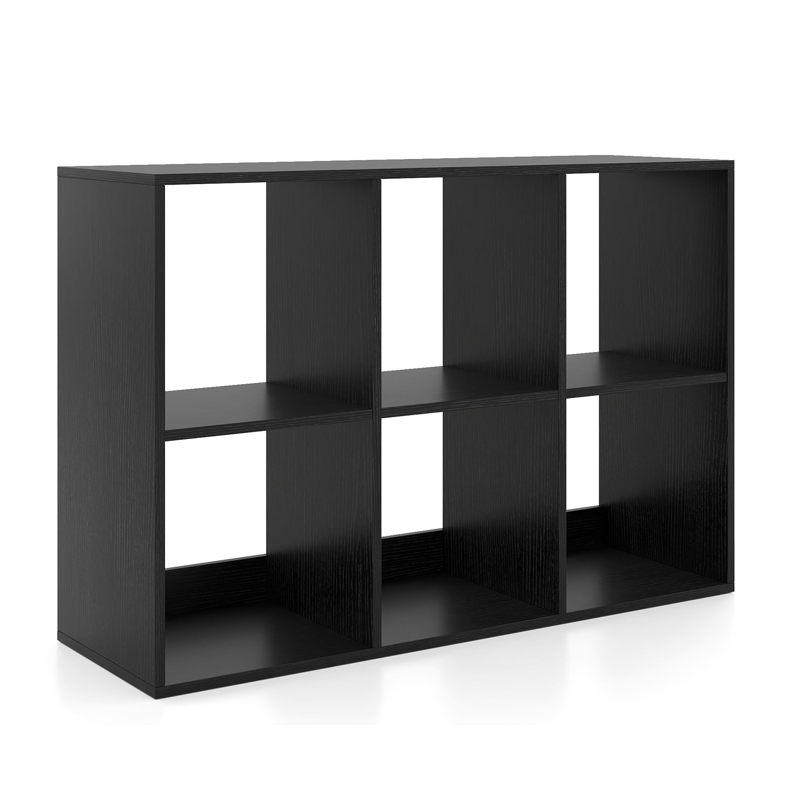 XELIX 6-Cube Bookshelf with Back Guardrail and Anti-tipping Kits-Black - Savings Store