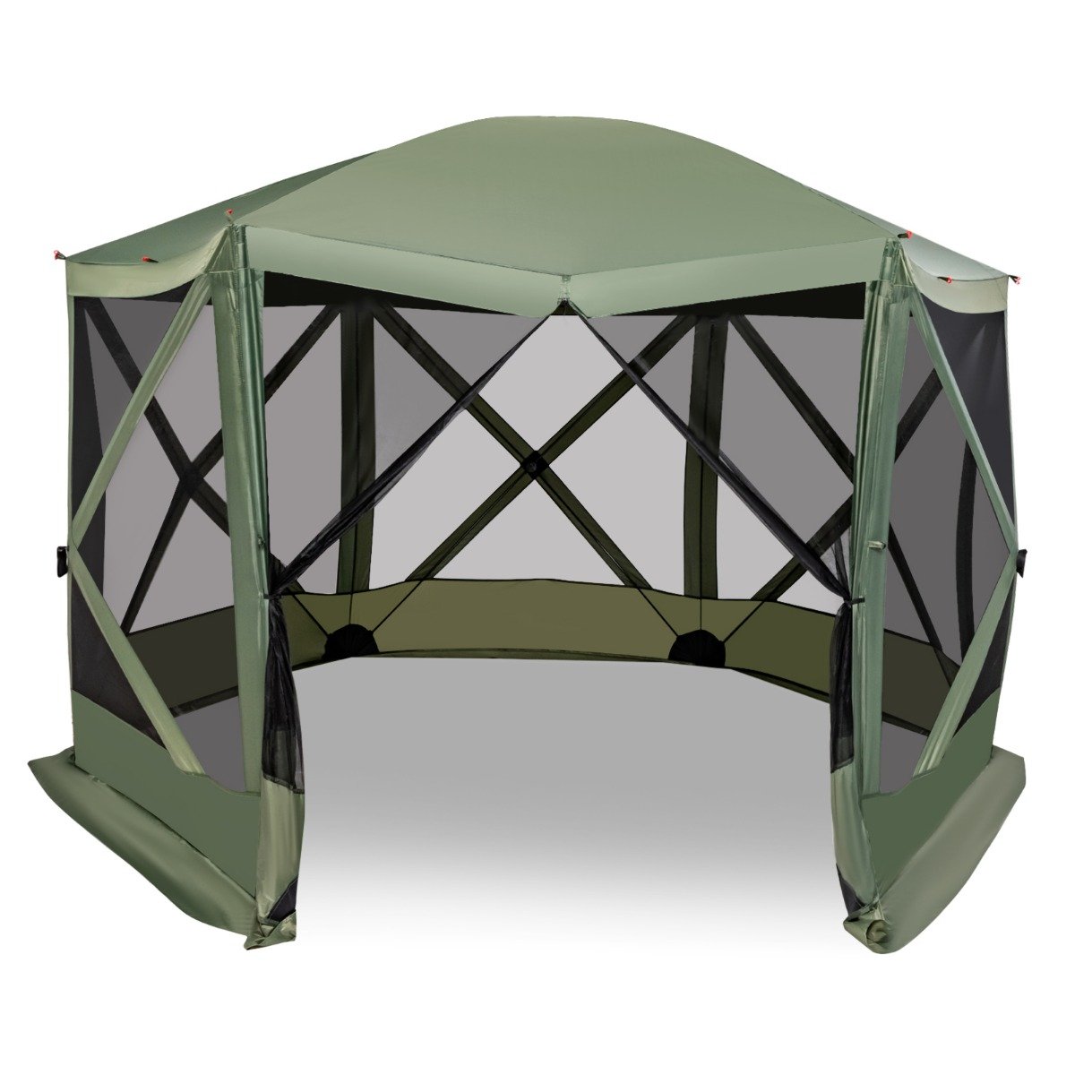 Garden Gazebo - 6-Sided Camping Gazebo Instant Setup Hub Tent with Portable Carrying Bag-Green - Savings Store
