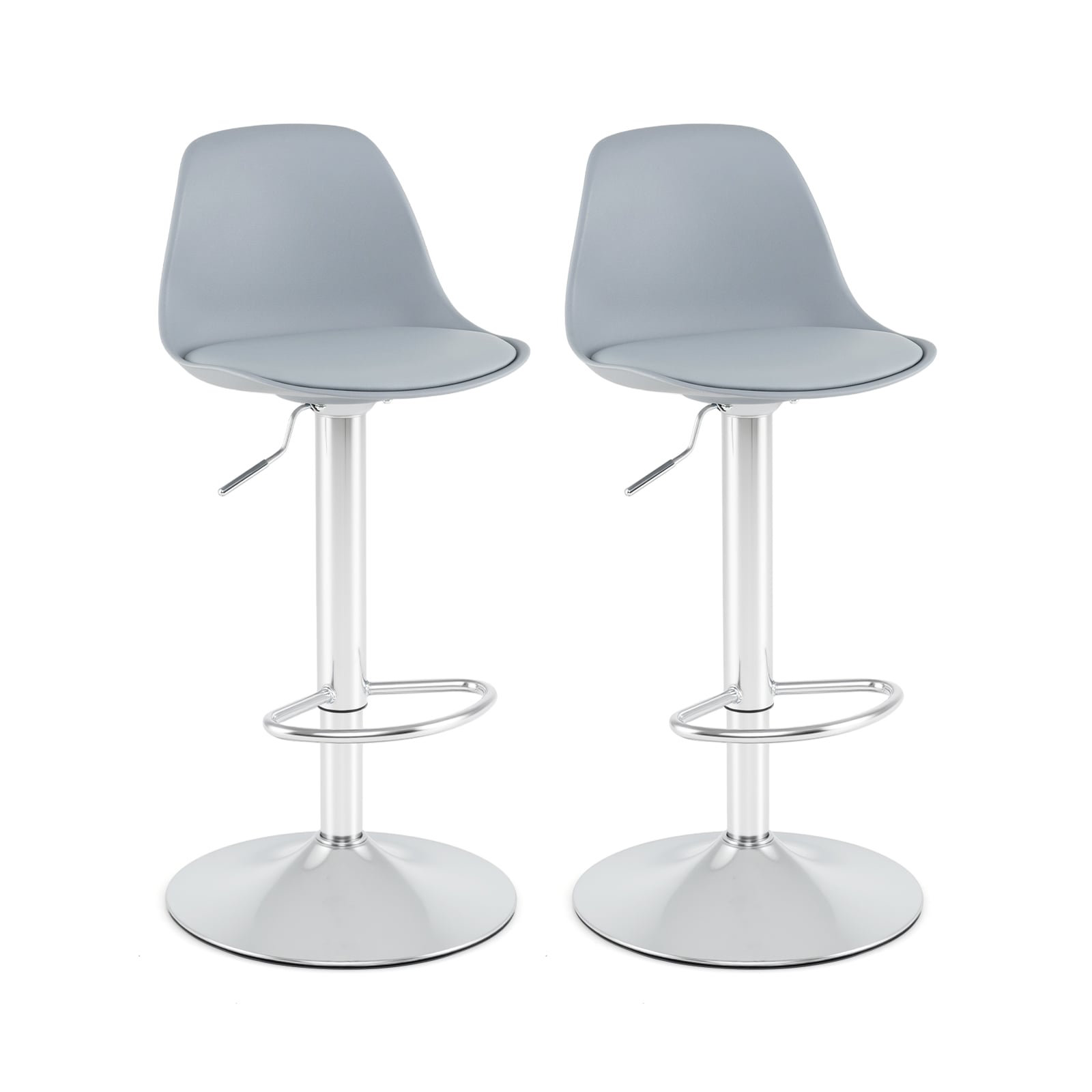 YELIX 60-82cm Seat Height Bar Stools Set of 2 with Backrests-Grey - Savings Store