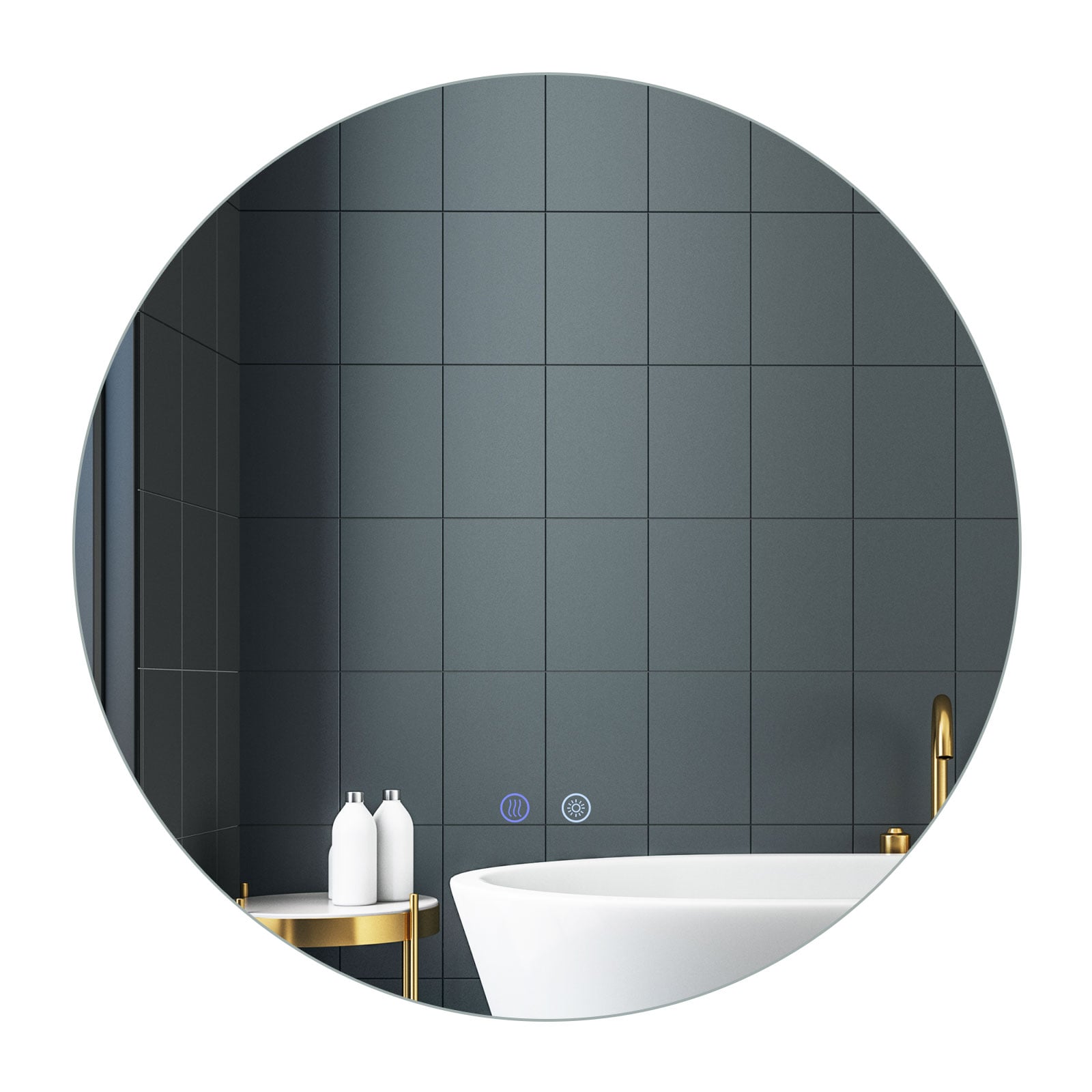 WVORA 60 Round LED Lighted Mirror Wall Mounted Bathroom Mirror - Savings Store