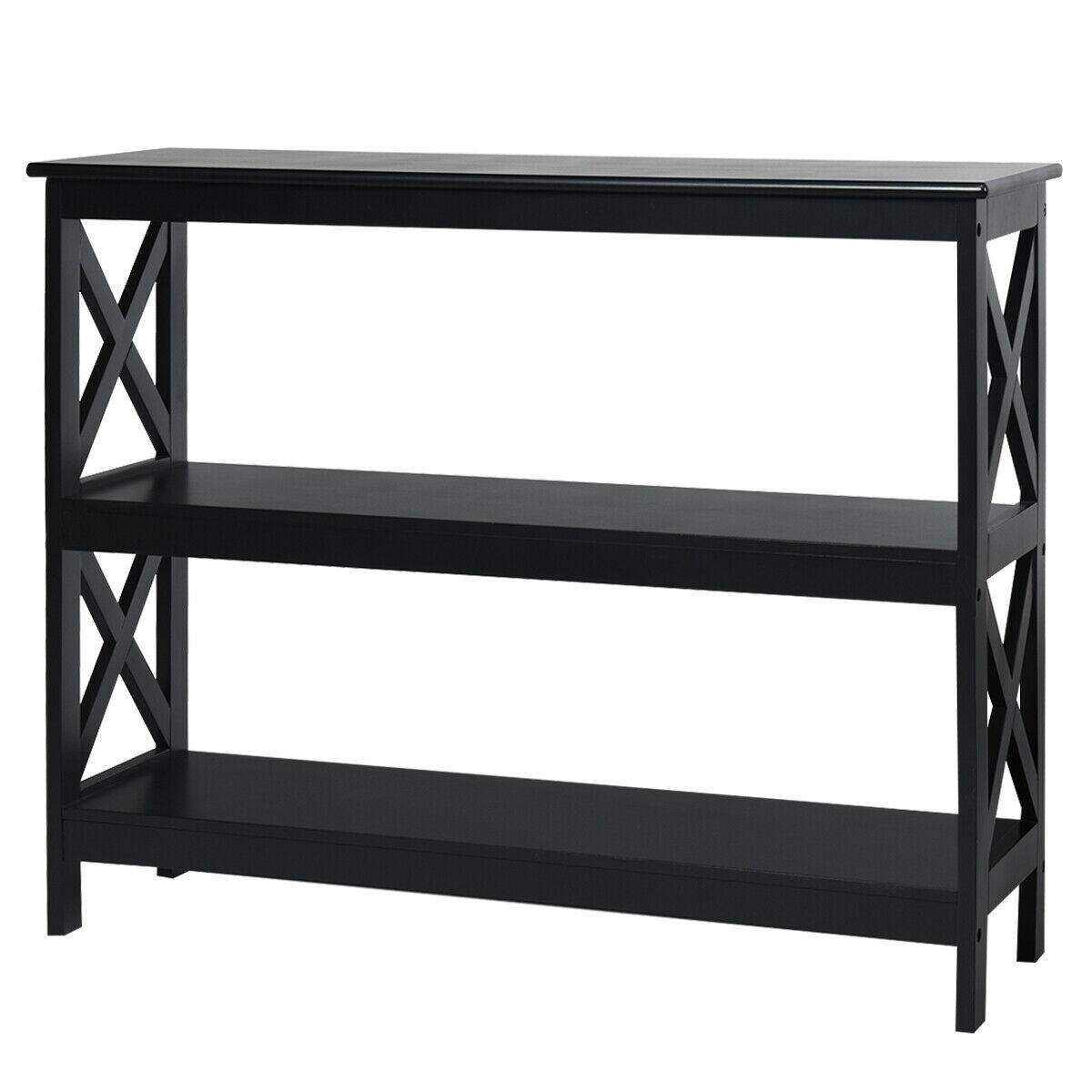 Industrial 3-Tier Console Table with Storage Shelf-Black - Savings Store